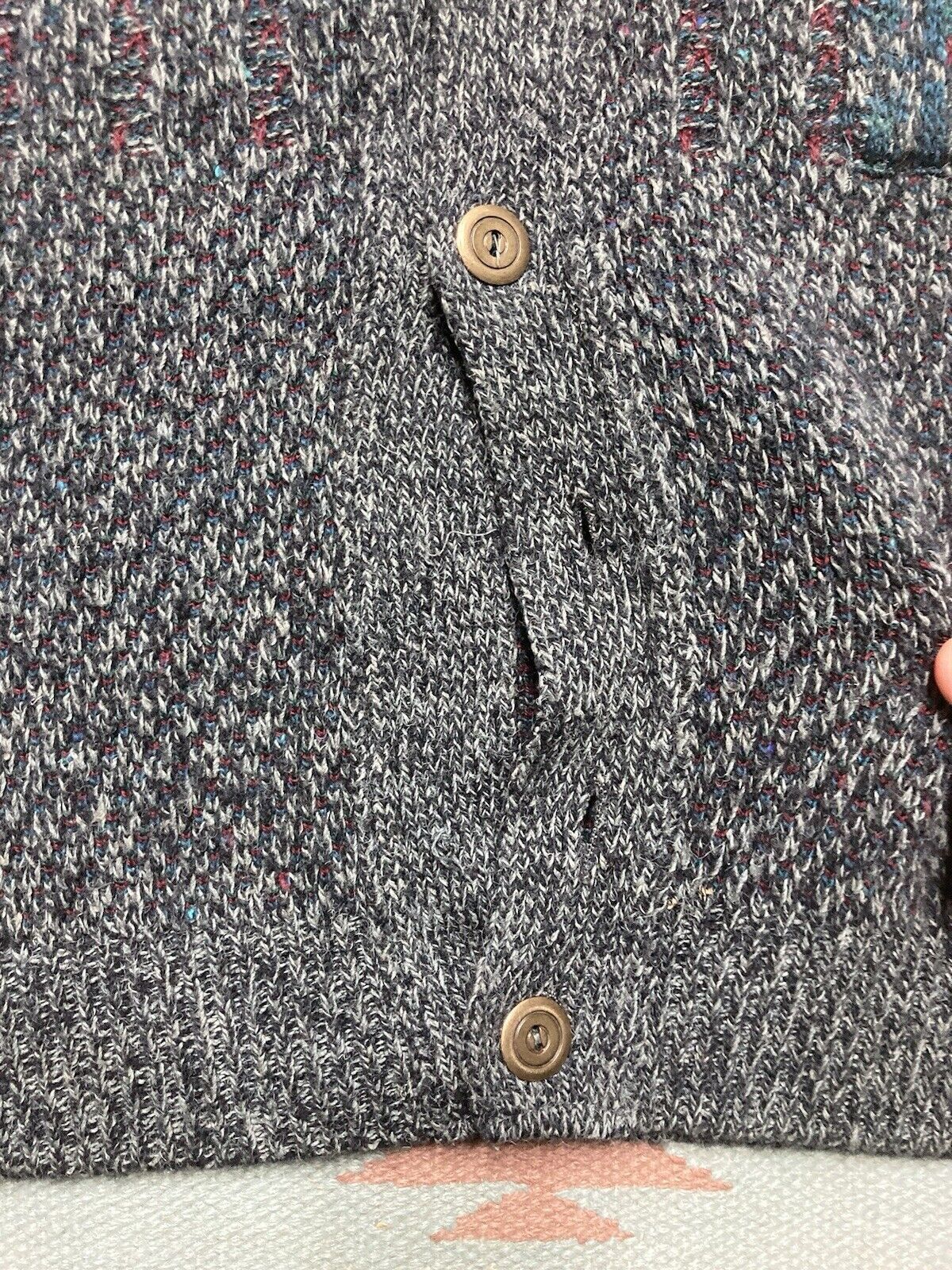 Vintage VTG knit sweater cardigan wool blend button front Italy M Size US M / EU 48-50 / 2 - 3 Thumbnail