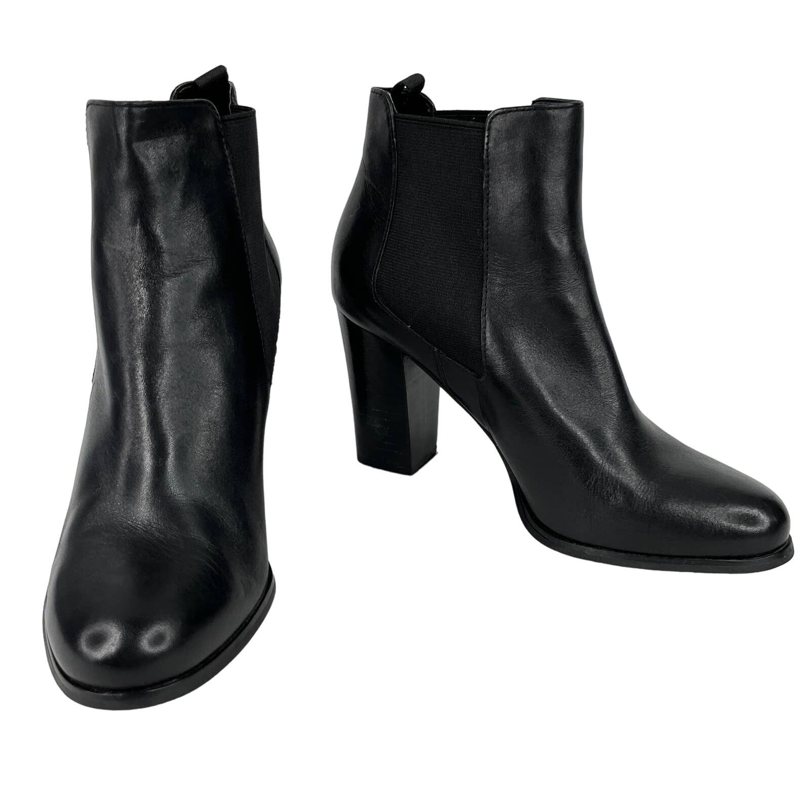 Michael Kors Boots Booties Chelsea 7.5M 3.5" Block Heel Shoes in Black, Women's