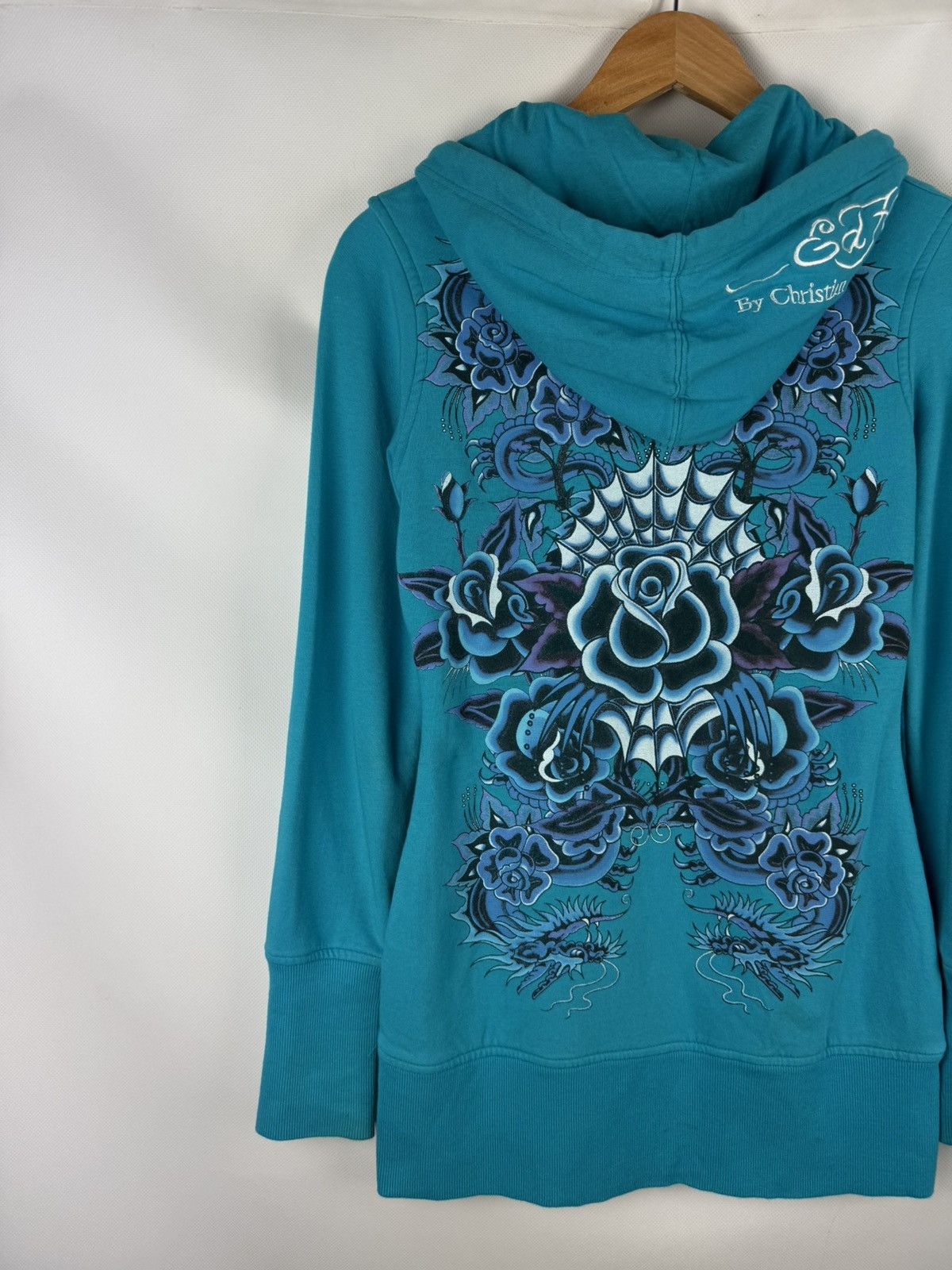 Ed Hardy Ed Hardy By Christian Audigier Y2K Tattoo Overprinted Hoodie Size S / US 4 / IT 40 - 18 Thumbnail