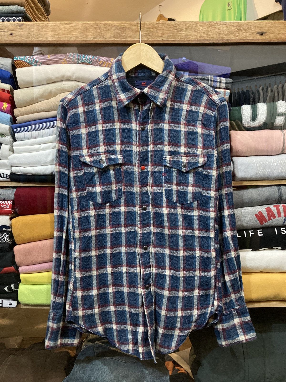 Vintage 45 Rpm Flannel Button Up