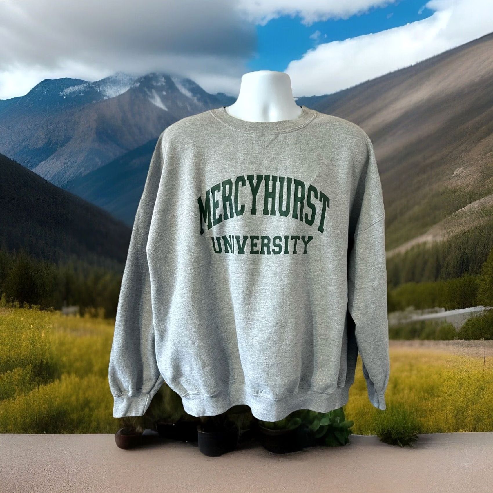 Gildan Mercyhurst University Sweatshirt Men 3XL Heather Gray Gildan Dry Blend Pullover Size US XXL / EU 58 / 5 - 6 Thumbnail