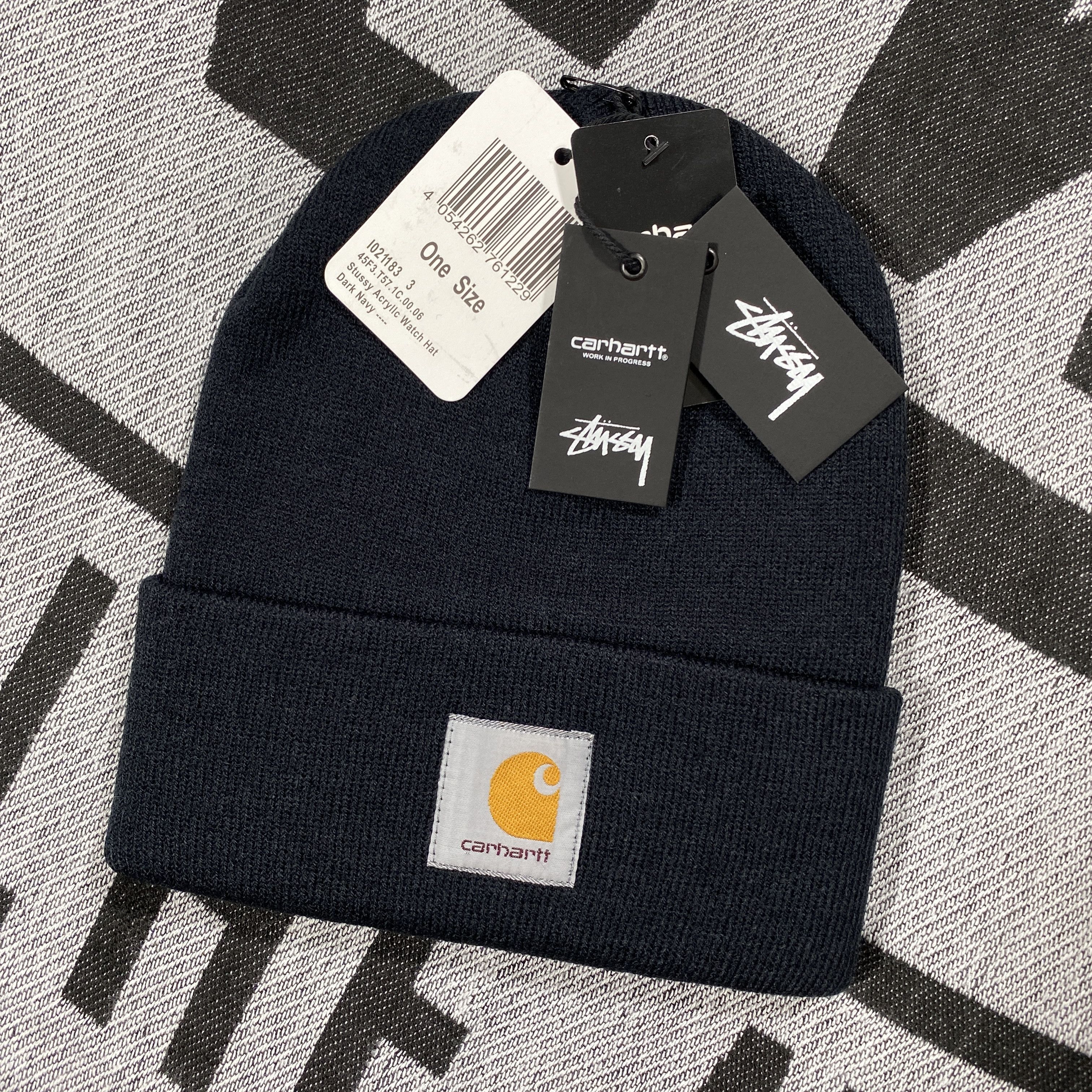 Stussy RARE COLOR Stussy x Carhartt Wip Beanie Hat Dark Navy | Grailed