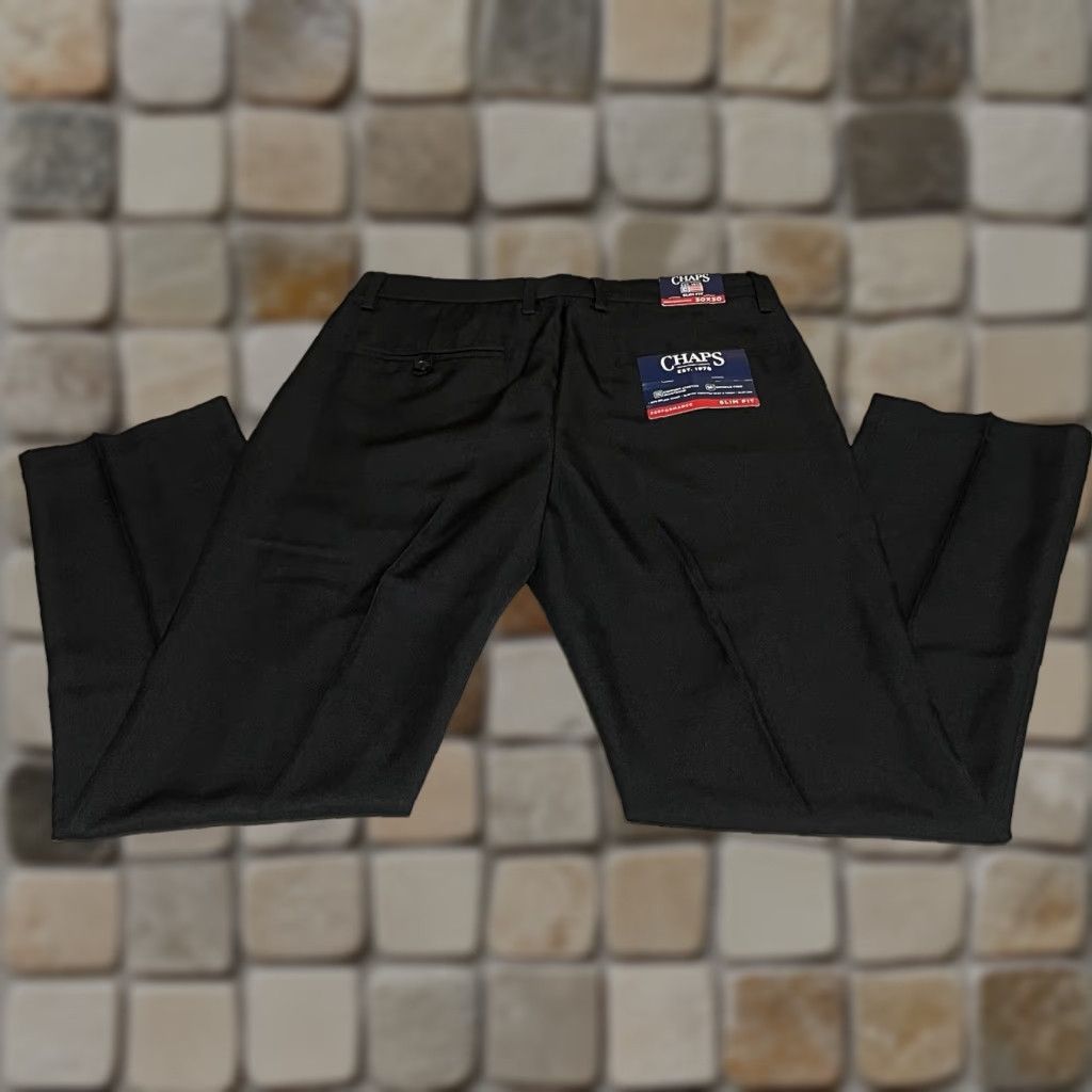 Chaps Chaps Performance Slim Dress Pants Mens 30x30 Black Flat Front NWT Size US 30 / EU 46 - 1 Thumbnail