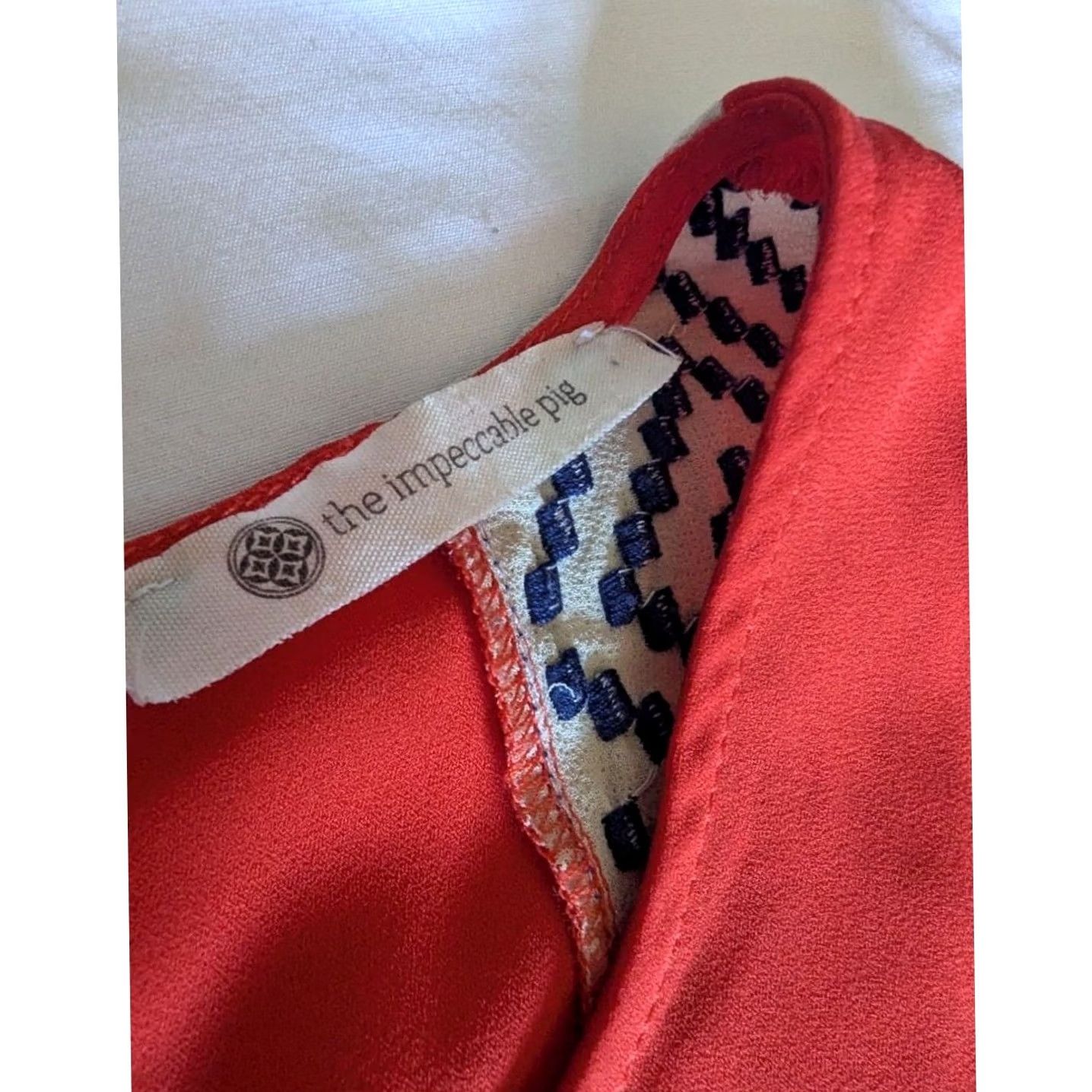 Vintage Womens Blouse Geometric Print Sleeveless Red Navy White Zip Back Round Neck Sz M Medium The Impeccable Pig Casual Workwear Boho Size M / US 6-8 / IT 42-44 - 6 Thumbnail