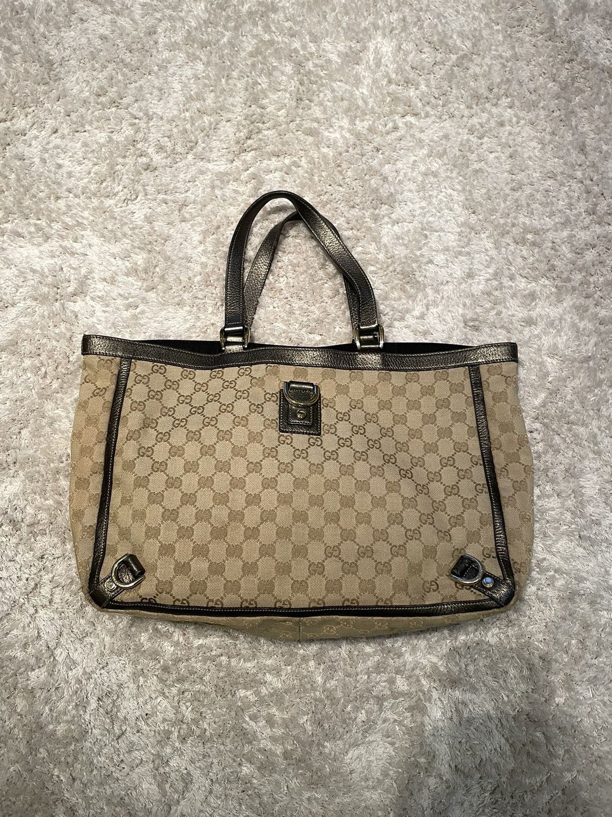 Gucci × Vintage 💎 Gucci Abbey Canvas D-Ring Monogram Vintage Handle Bag Size ONE SIZE - 1 Thumbnail