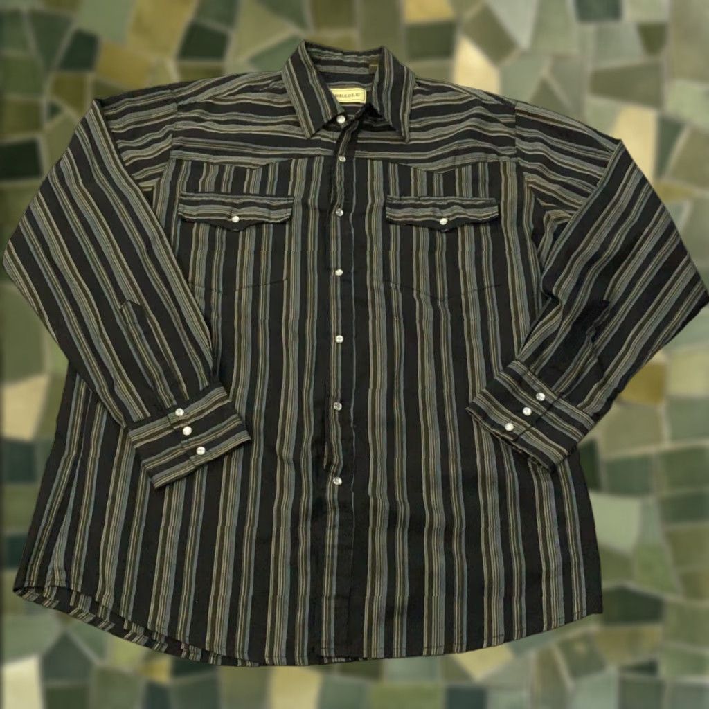 Vintage VINTAGE Bit & Bridle Western Shirt Mens L Black Striped Pearl Snap Cowboy Size US L / EU 52-54 / 3 - 1 Thumbnail