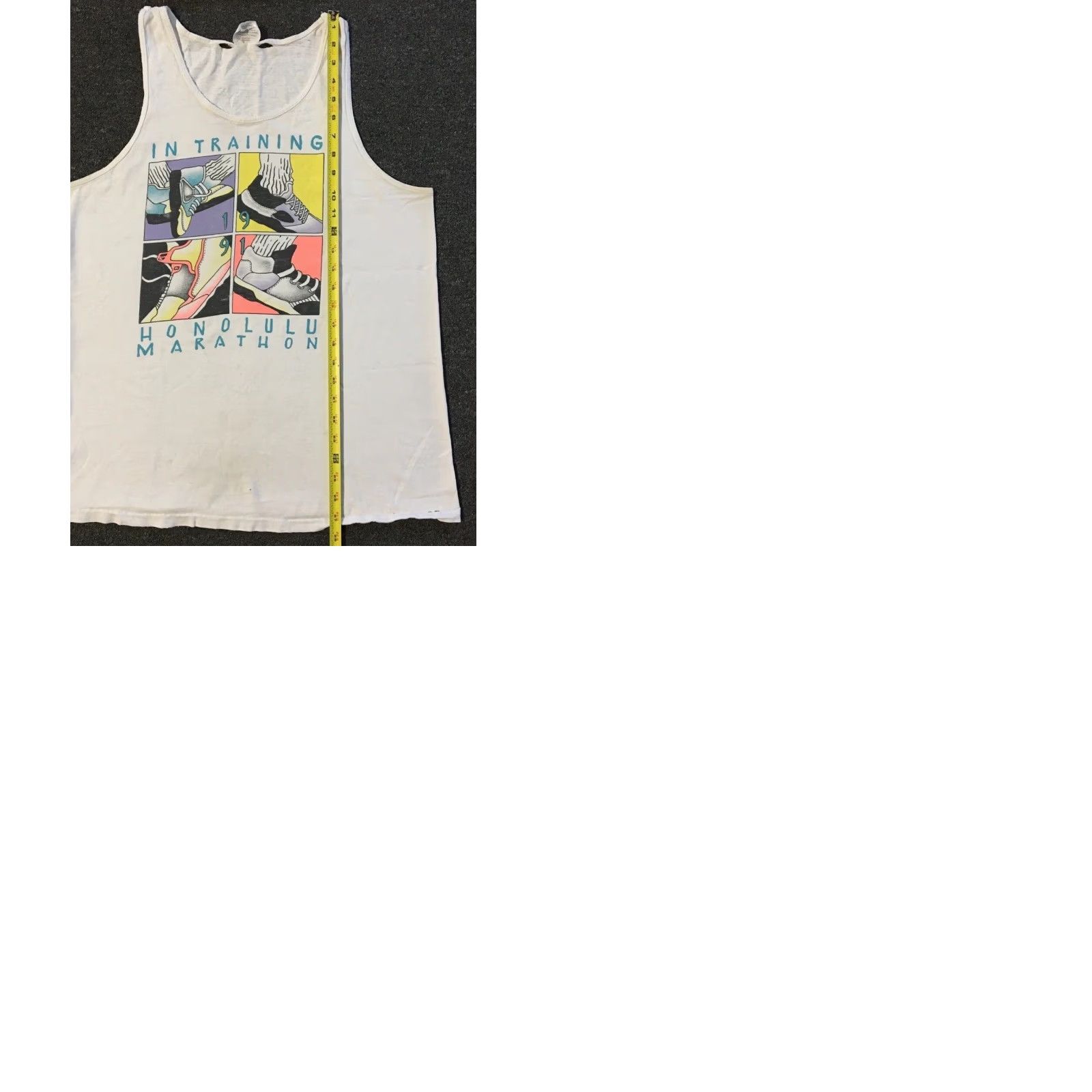 Vintage VINTAGE Honolulu Marathon Tank Top M White 90s Distressed Bar Grunge Beach Surf Hawaii USA Mens T-Shirt Sleeveless Size US M / EU 48-50 / 2 - 12 Thumbnail