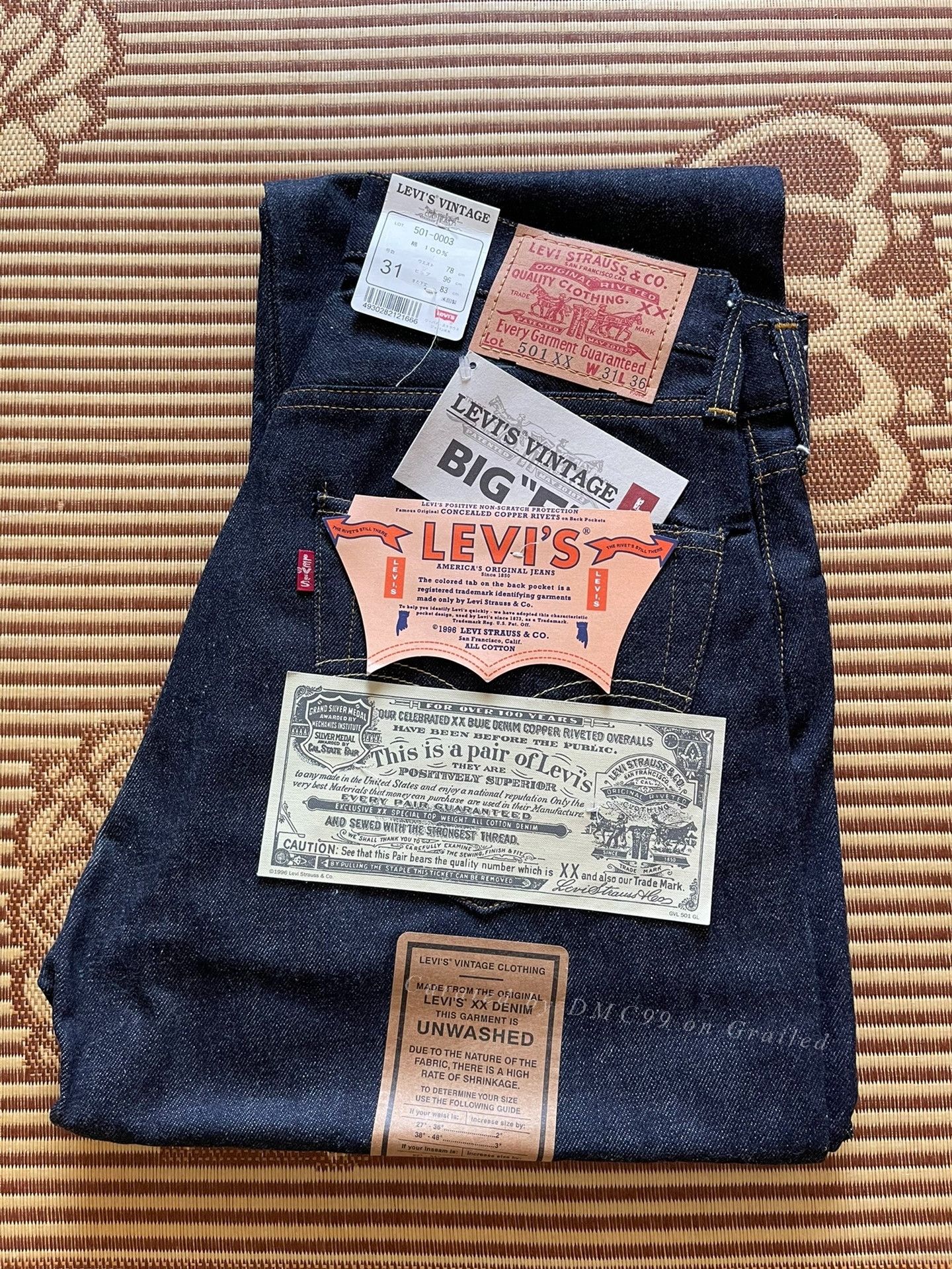 Levi's Vintage Clothing Levi's LVC 501XX Raw Denim Jeans Size US 32 / EU 48 - 1 Thumbnail