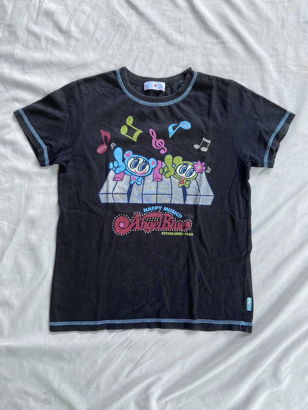 Angel Blue Y2K ANGEL BLUE HAPPY MUSIC TEE Size US XS / EU 42 / 0 - 1 Thumbnail