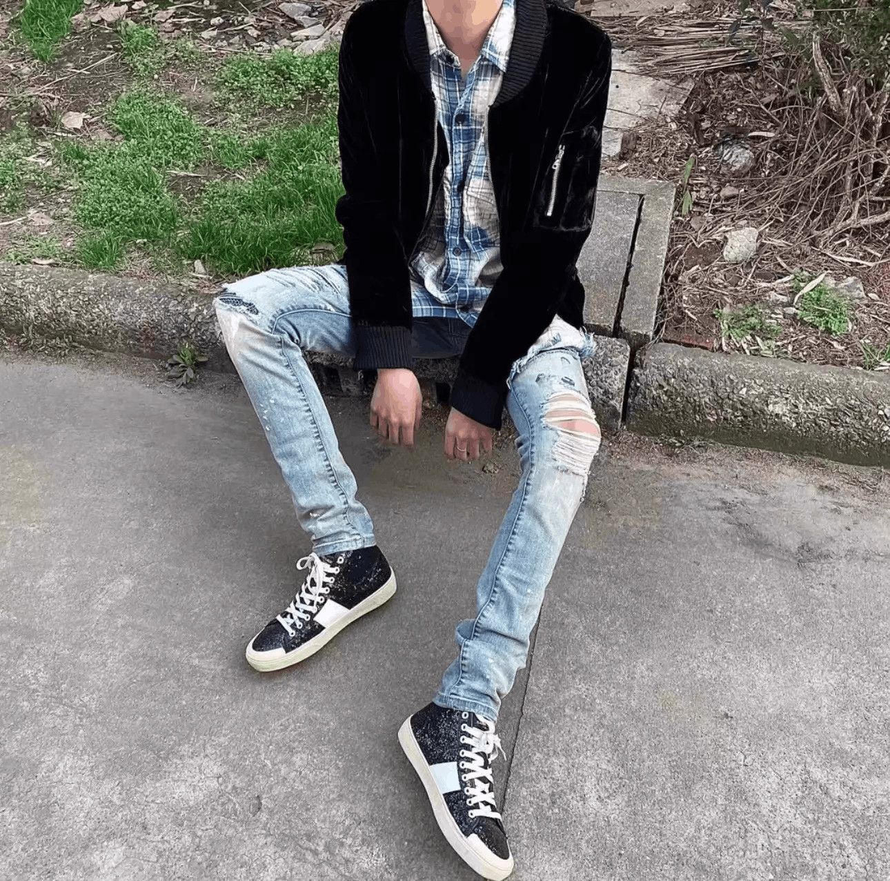 Saint Laurent Paris Black High-Top Sneakers with Glitter Finish Size US 9 / EU 42 - 1 Thumbnail
