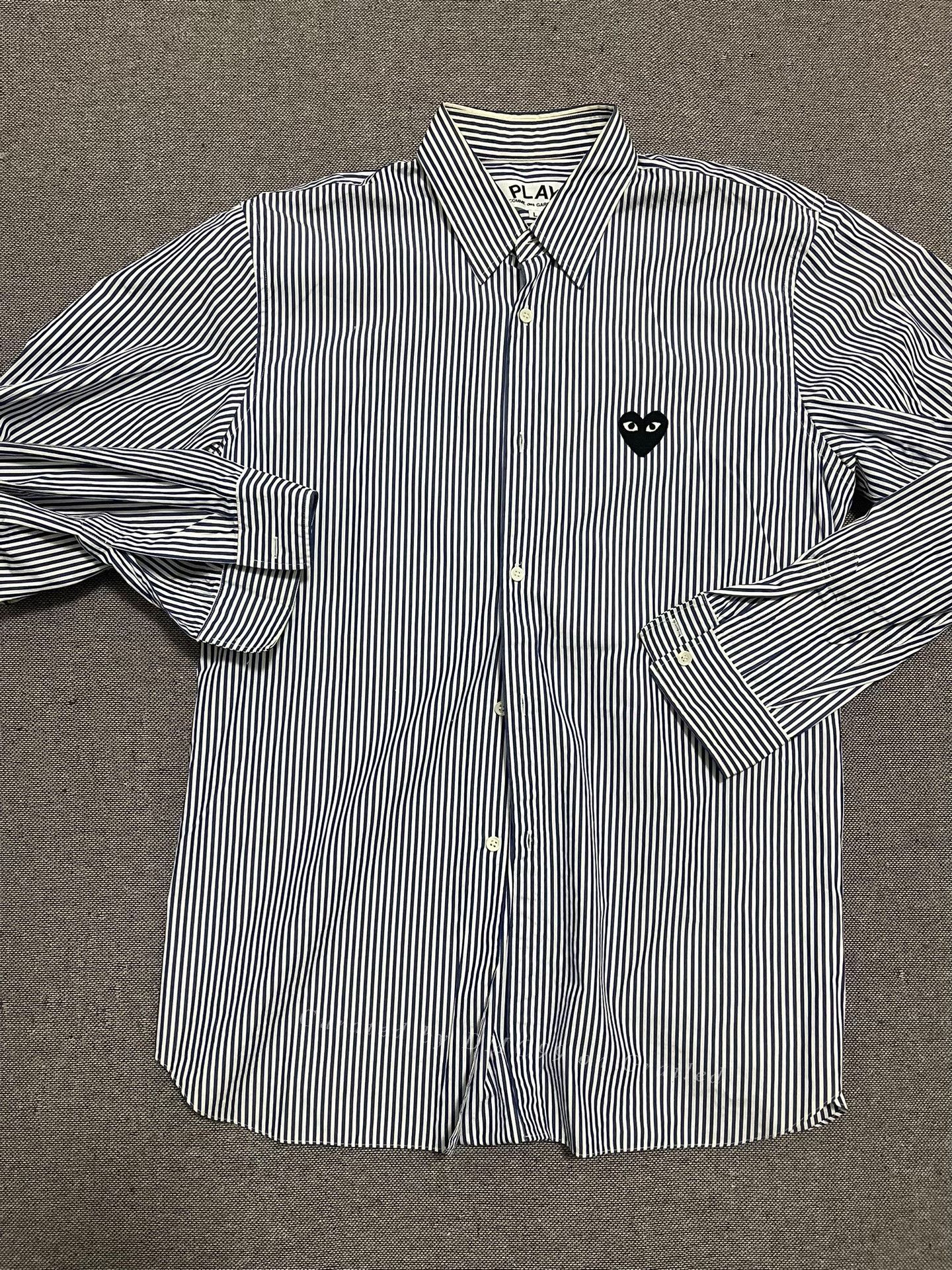 Comme des Garcons PLAY CDG Play Striped Black Heart Shirt Size US L / EU 52-54 / 3 - 1 Thumbnail