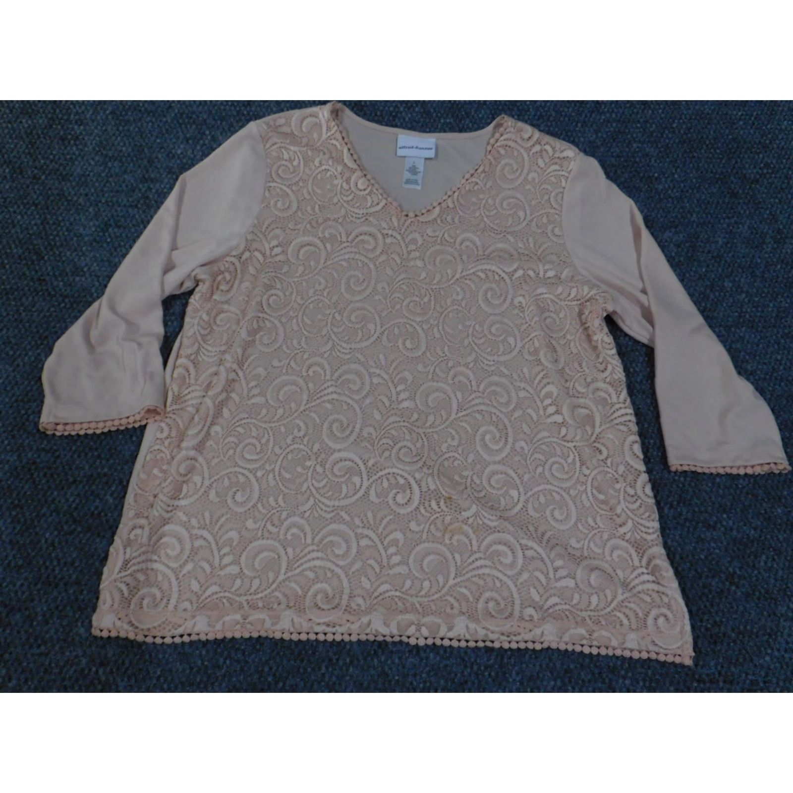 Vintage Alfred Dunner Blouse Shirt Womens L Pink Floral Knit V-Neck Stretch Pullover Casual Long Sleeve Regular Size L / US 10 / IT 46 - 5 Thumbnail