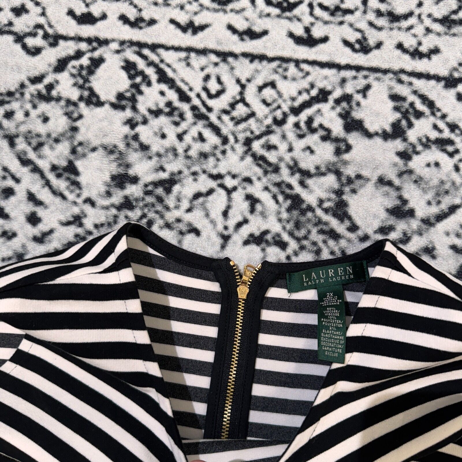 Ralph Lauren × Vintage Ralph Lauren White Black Viscose Striped Top Blouse Size 2XL Size US XXL / EU 58 / 5 - 9 Thumbnail