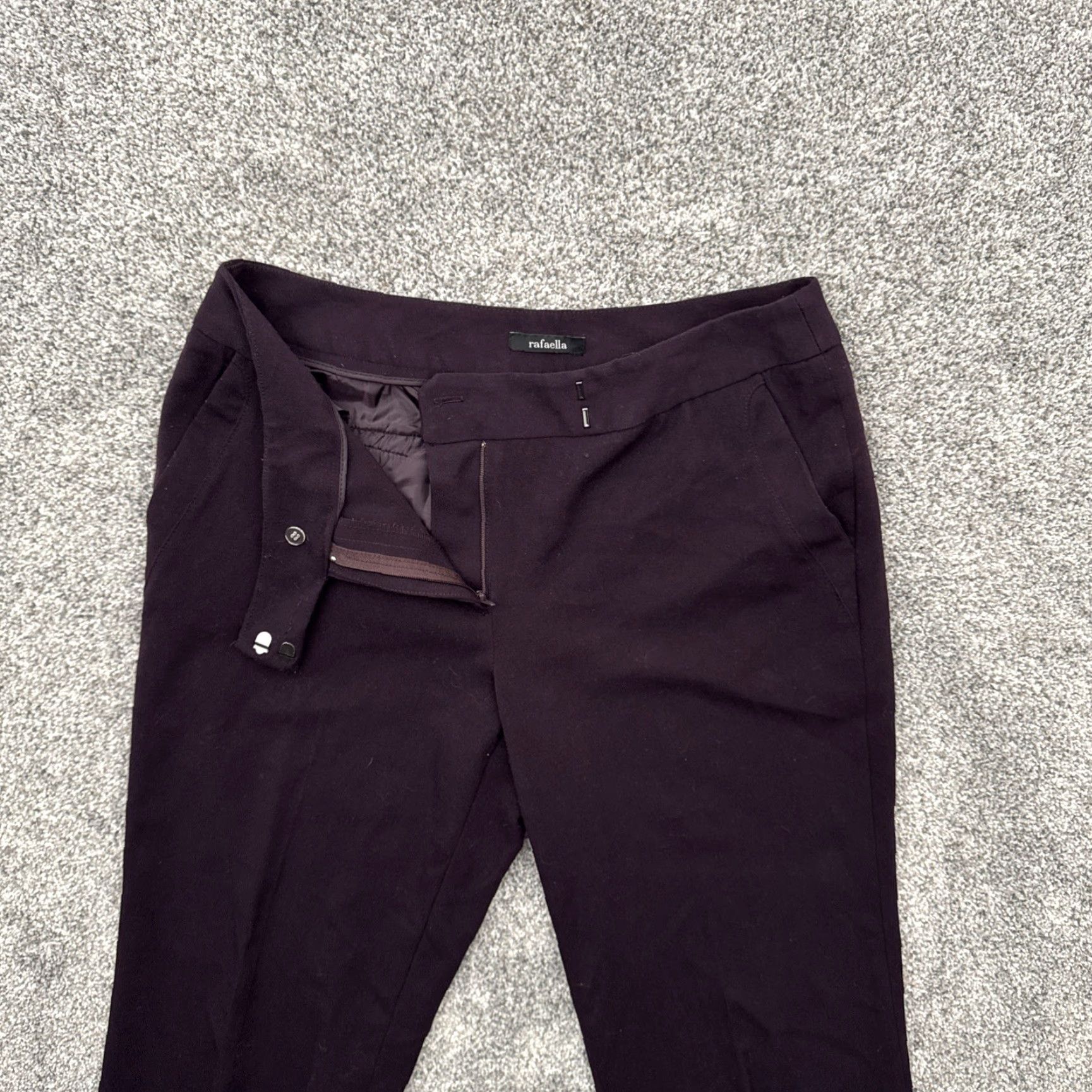 Vintage Rafaella Pants Women Size 8 Office Minimalist Chic Stretch Workwear Y2K Style Purple Solid Straight 30in Inseam Size 30" / US 8 / IT 44 - 5 Thumbnail