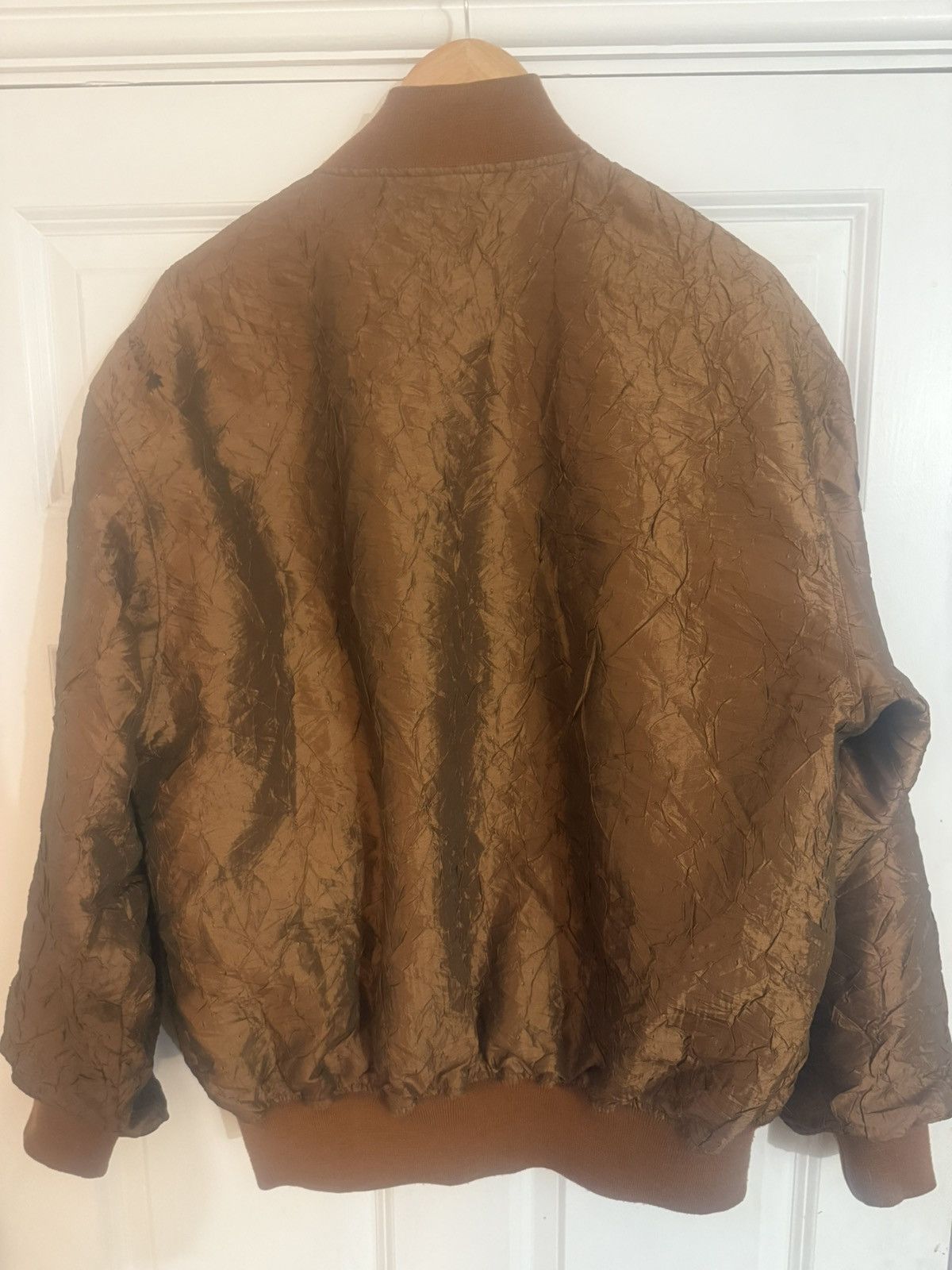 Saint Laurent Paris YSL metallic golden crinkled texture bomber jacket Size US L / EU 52-54 / 3 - 7 Thumbnail