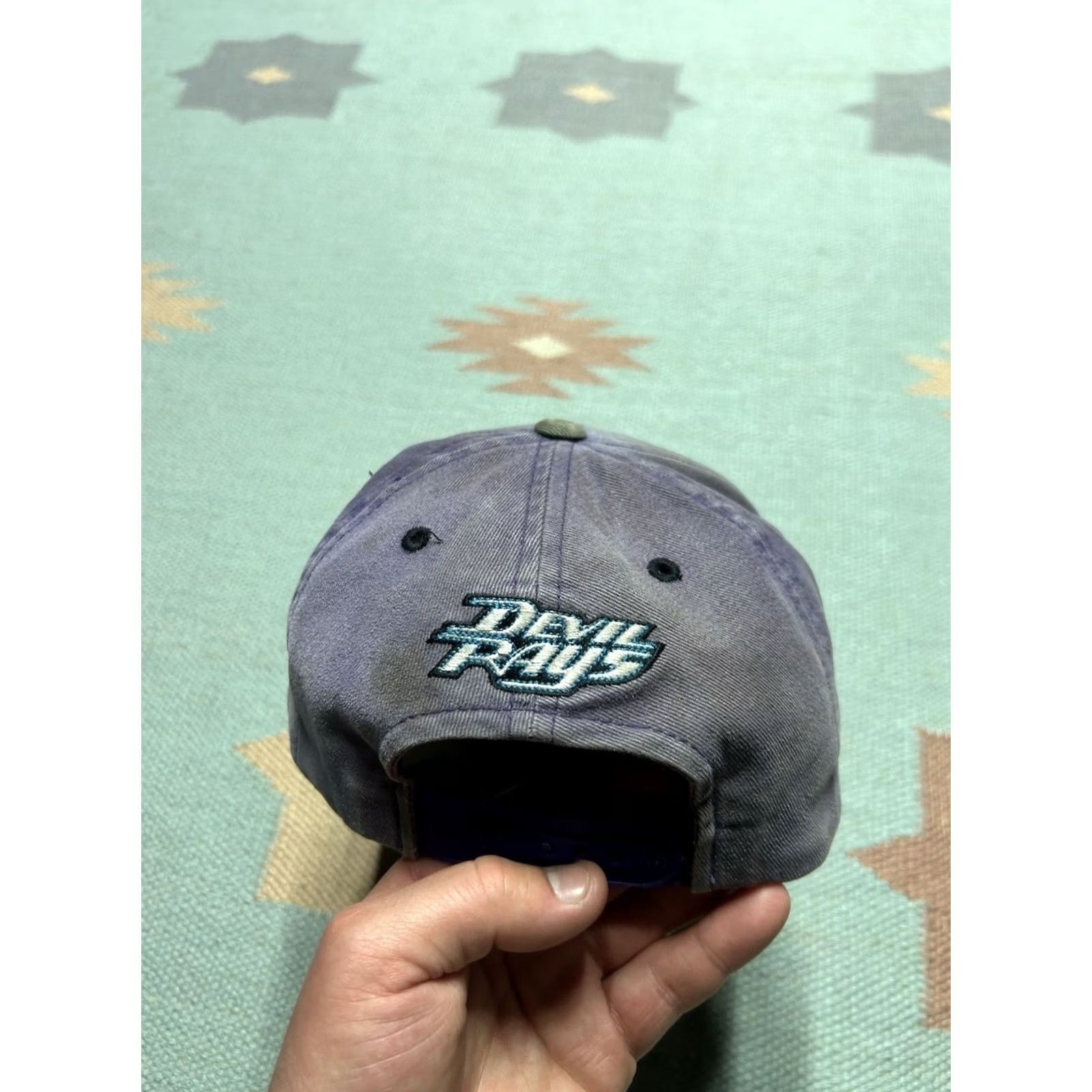 MLB VINTAGE SnapBack Tampa Bay Devil Rays hat cap purple adjustable Men MLB baseball distressed sun faded cap hat Size ONE SIZE - 6 Thumbnail