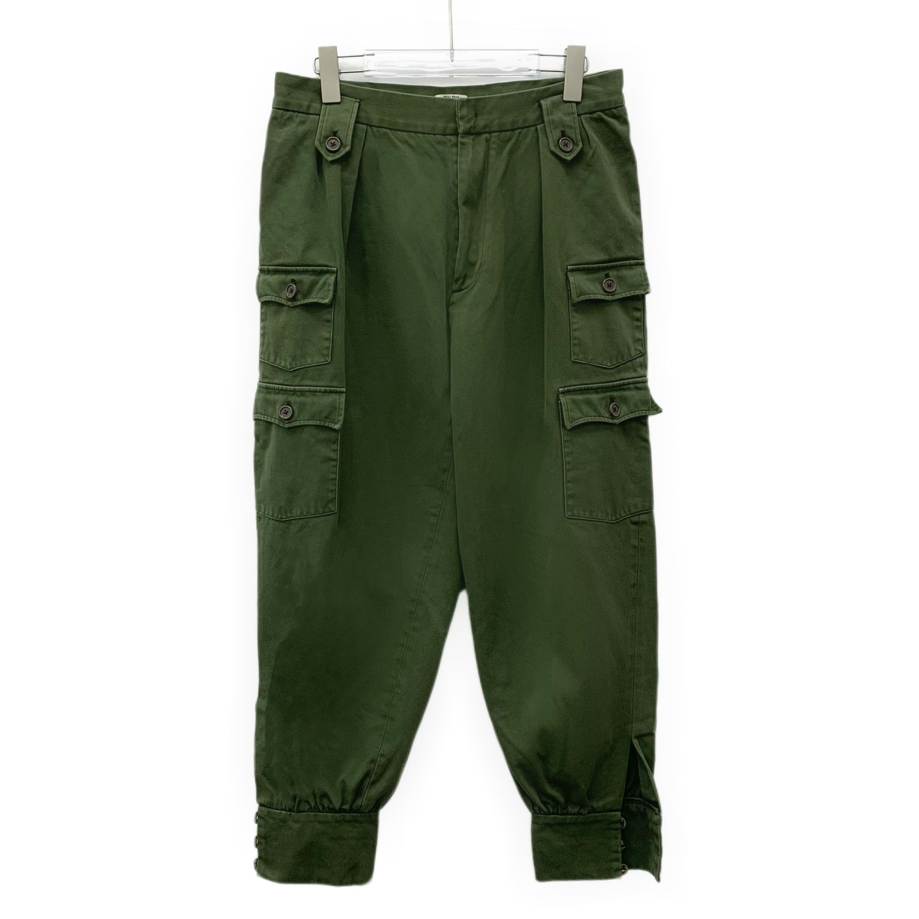 Miu Miu Miu Miu Pants – Army Green Cotton Utility Pants (Size 42) Size 28" / US 6 / IT 42 - 1 Thumbnail