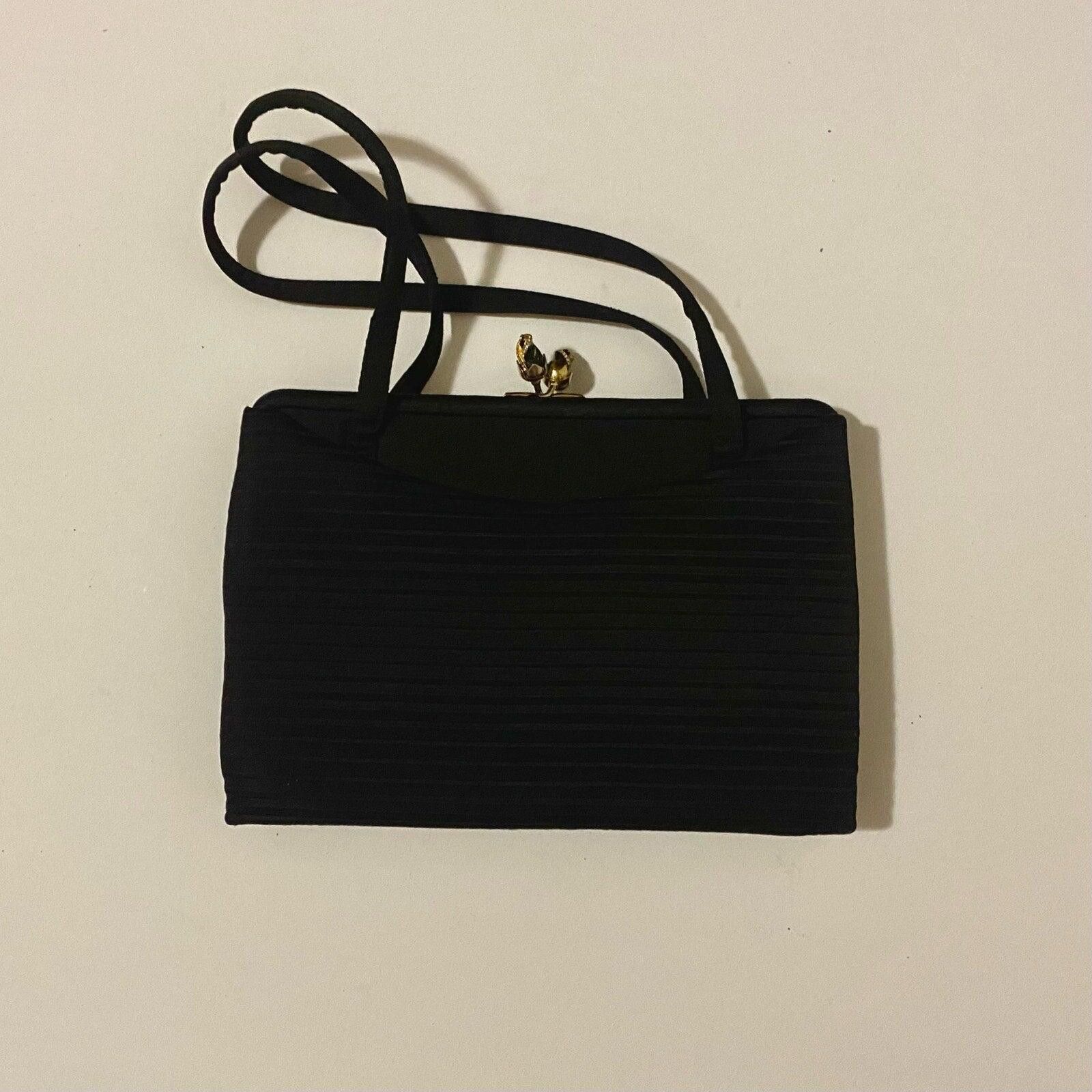 Other Crown Lewis Vintage Black Pleated Purse Evening Bag Size ONE SIZE - 4 Thumbnail