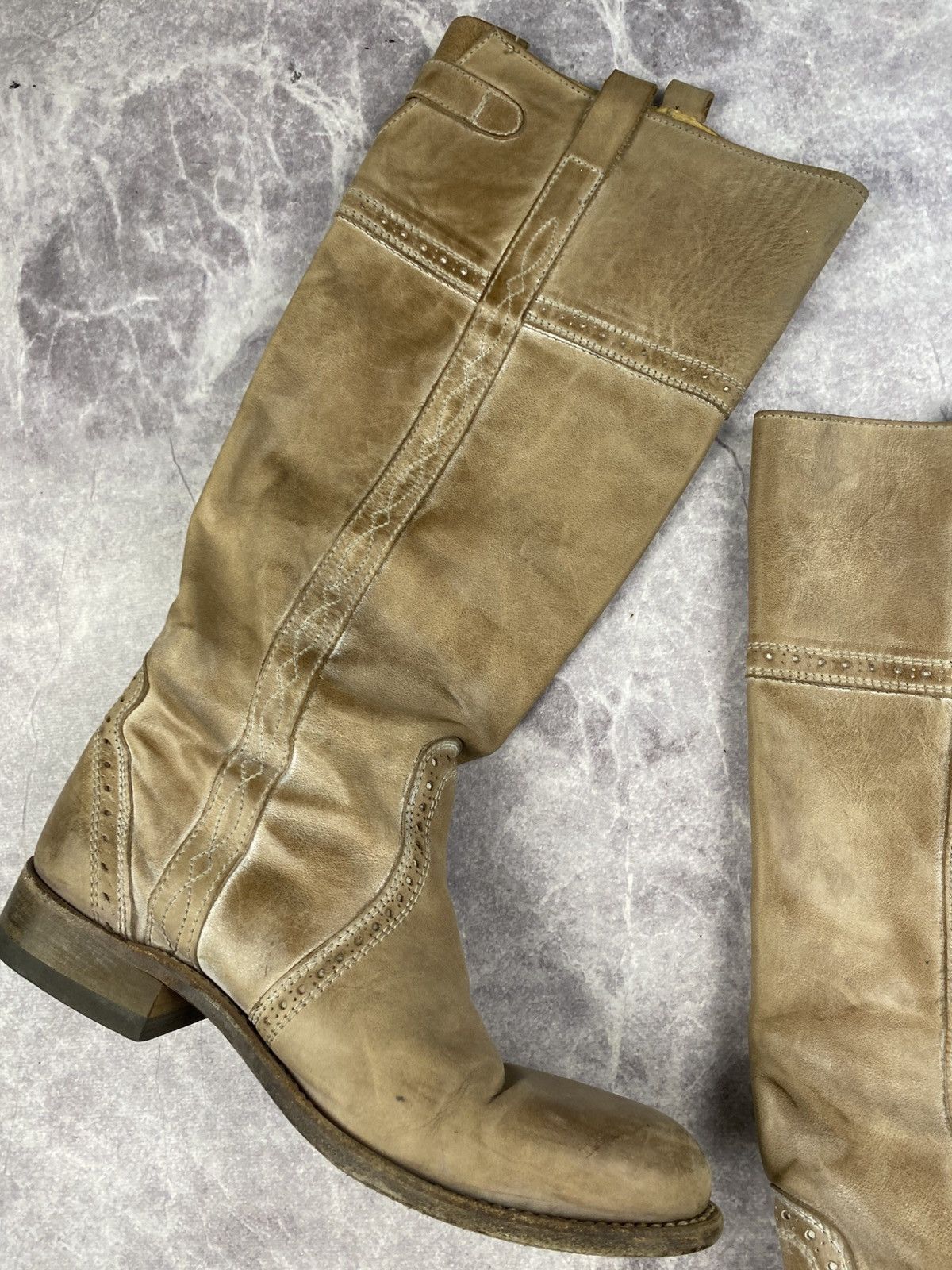 Sancho Boots Sancho Boots leather western knee-high boots beige size: 38 Size US 8 / IT 38 - 11 Thumbnail
