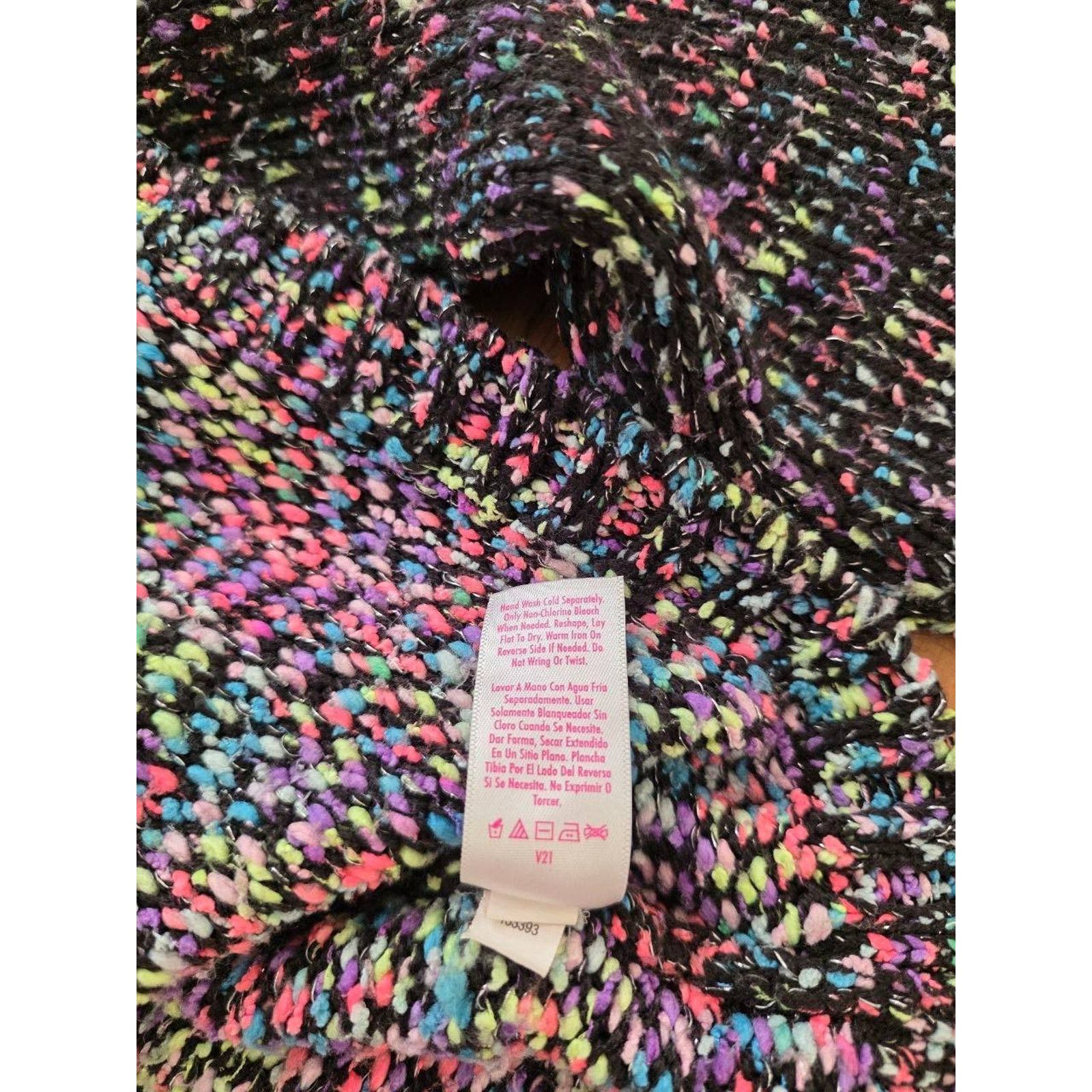 Justin Justice Marled Crewneck Sweater Black Rainbow Large A001148 Size XL / US 12-14 / IT 48-50 - 5 Thumbnail