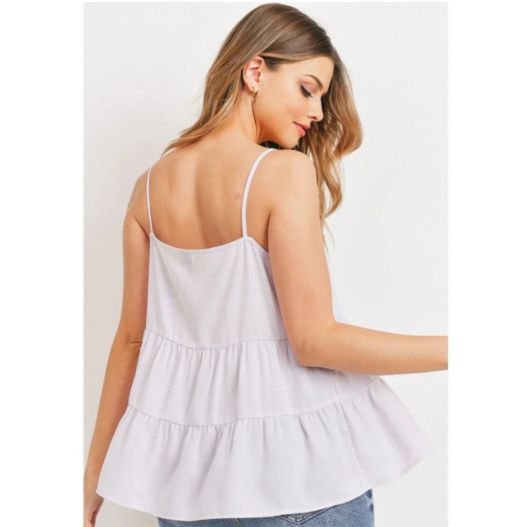 Other NWT Anthropologies Paper Crane Tiered Ruffle Tank Baby Pink Size L / US 10 / IT 46 - 2 Thumbnail