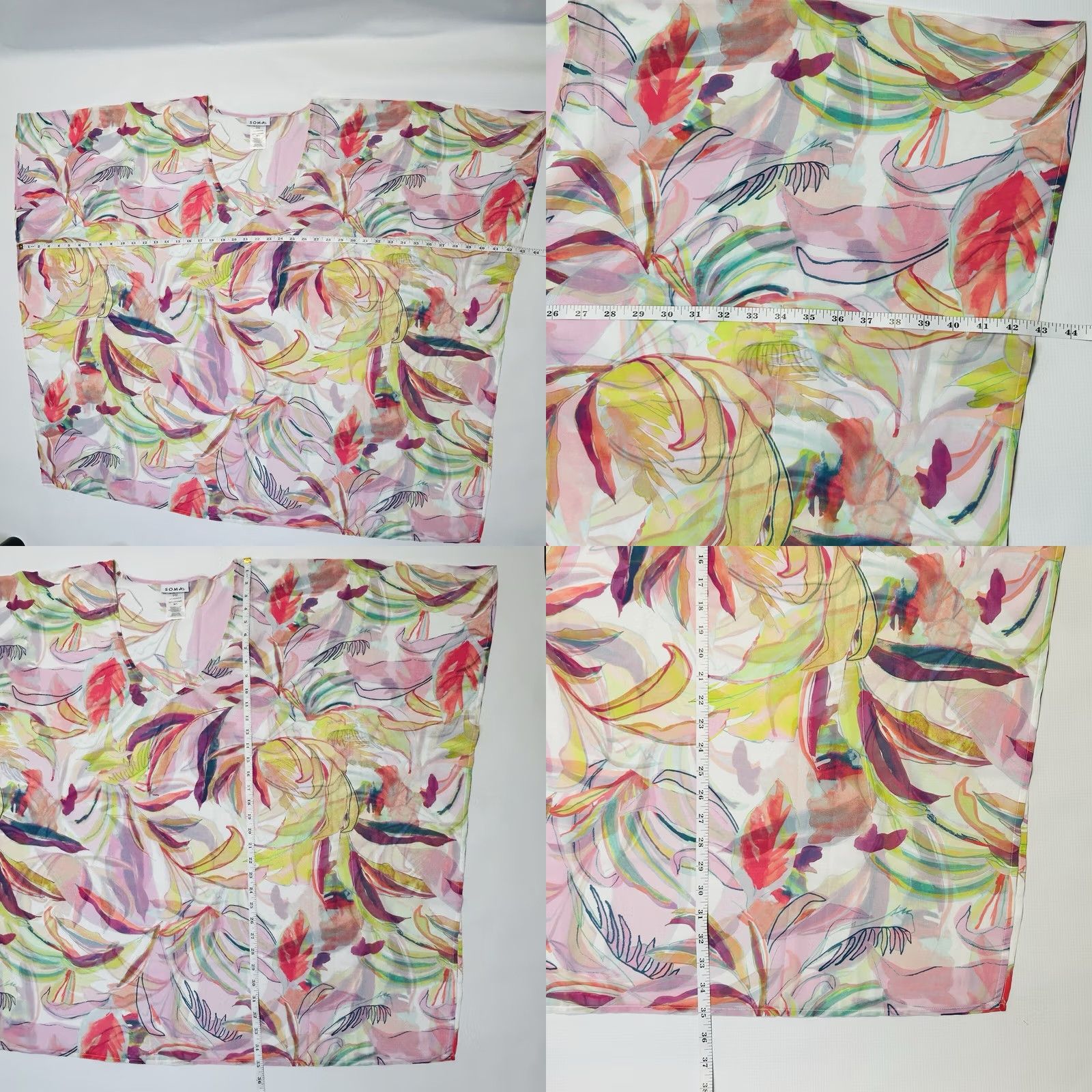 Vintage Soma Swim Chiffon Caftan Cover Up Womens M/L Pastels Abstract Floral Beach Shirt Dress? Size ONE SIZE - 8 Thumbnail