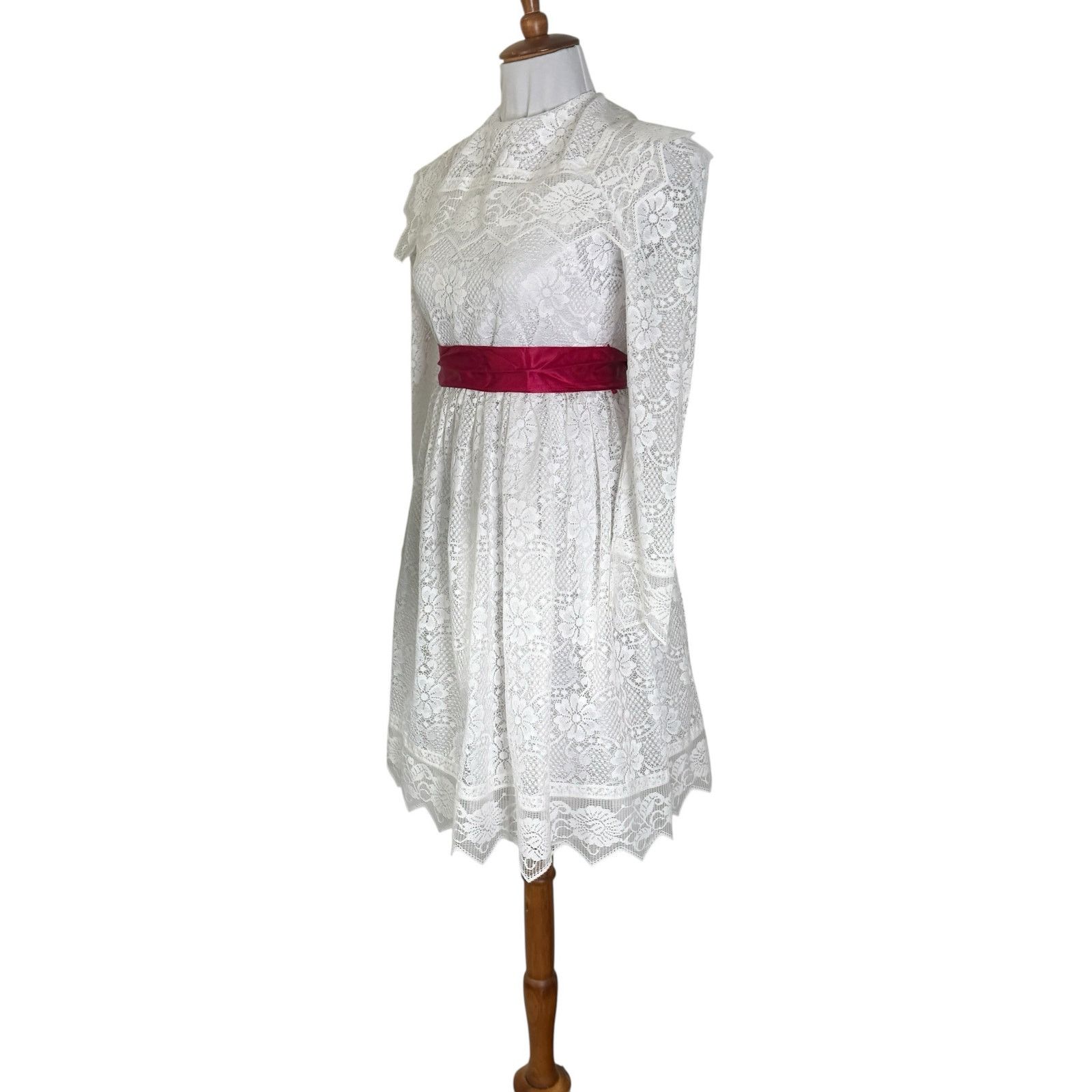 Vintage Vintage 1980s White Lace Dress Girls Large 14 or Women's XS Size XS / US 0-2 / IT 36-38 - 4 Thumbnail