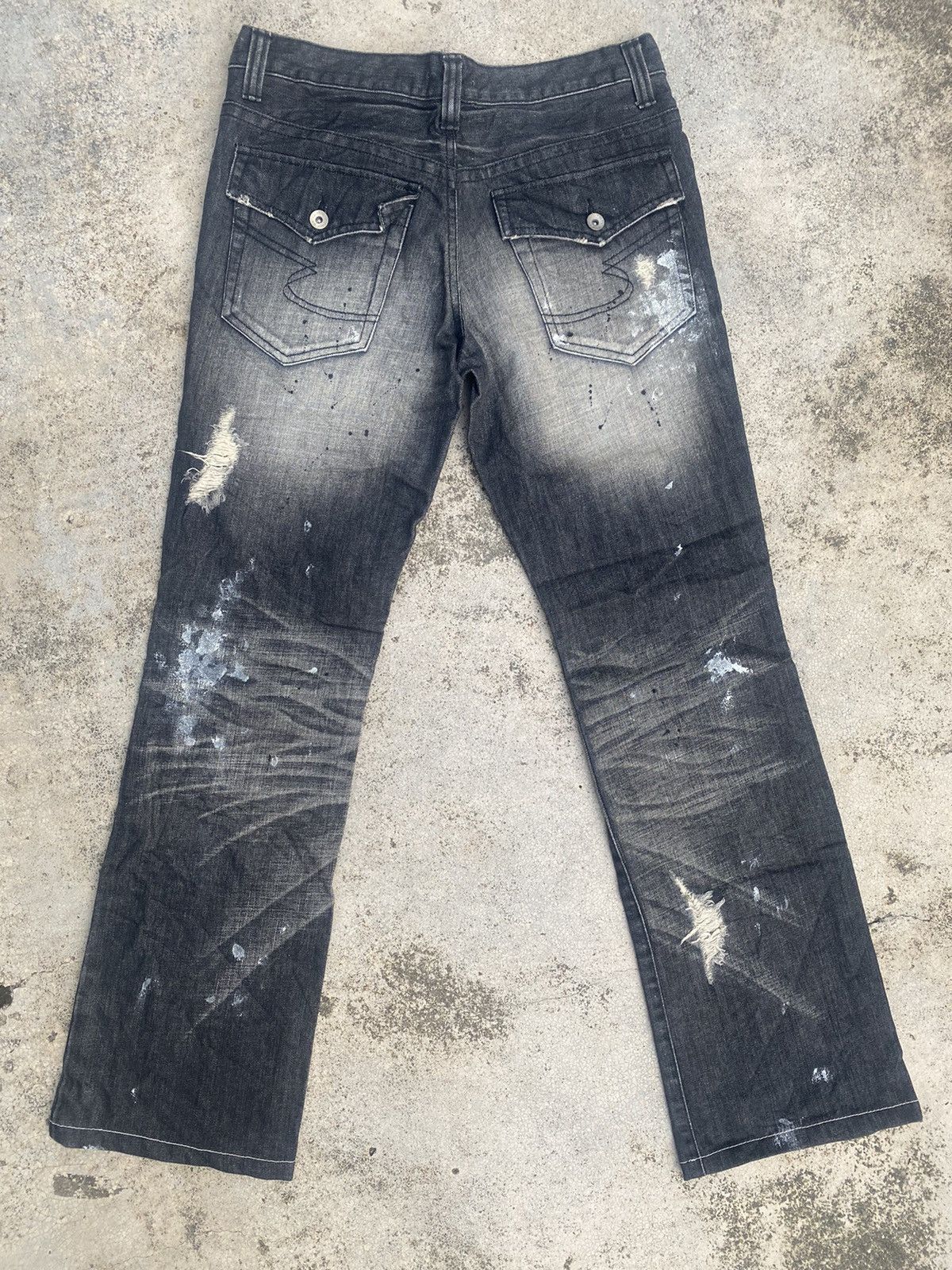 Japanese Brand Flare Jeans Semantic Distressed Boro Painted Bootcut Size US 32 / EU 48 - 16 Thumbnail