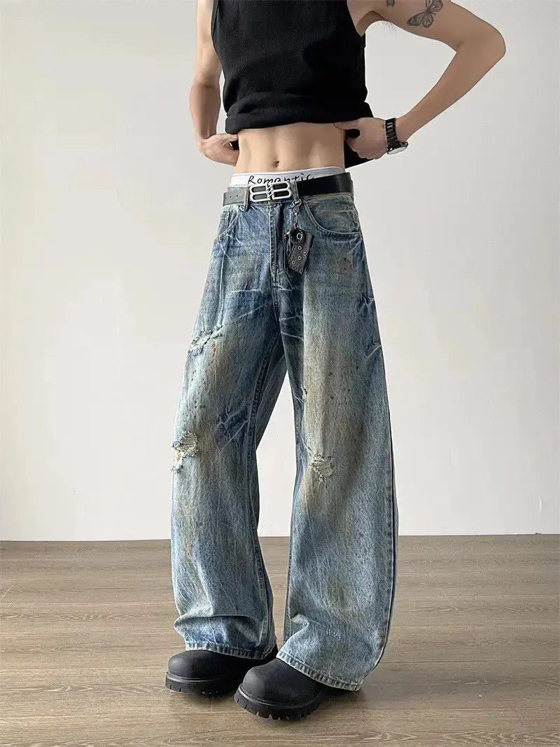 Japanese Brand Retro loose straight leg wide leg jeans Size US 32 / EU 48 - 4 Thumbnail