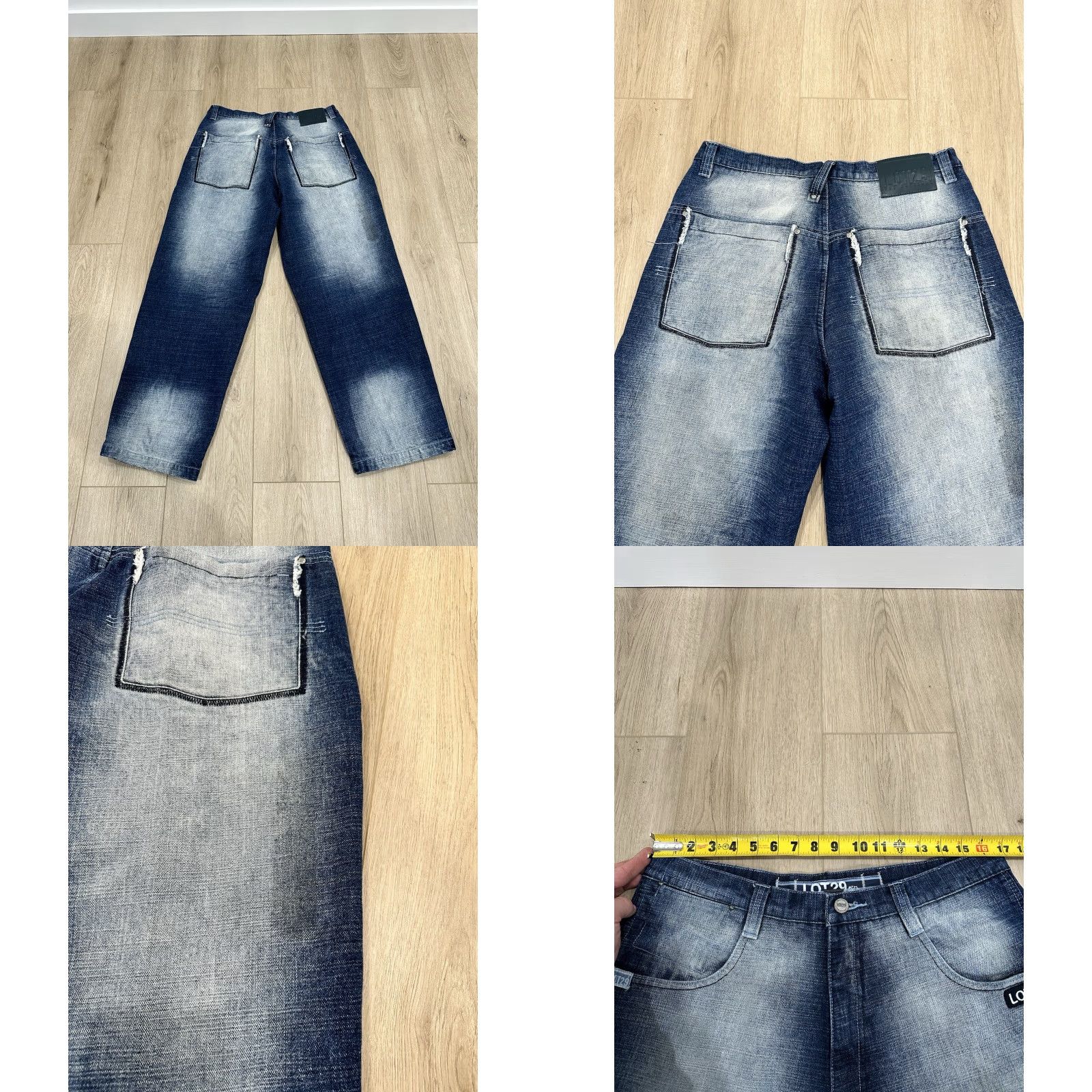 Vintage VTG Lot 29 Men's Jeans Size 34x31 Wide Leg Skater Y2K Denim 5-Pocket Embroidered Blue Cotton Relaxed Regular Jeans Mens Size US 34 / EU 50 - 8 Thumbnail