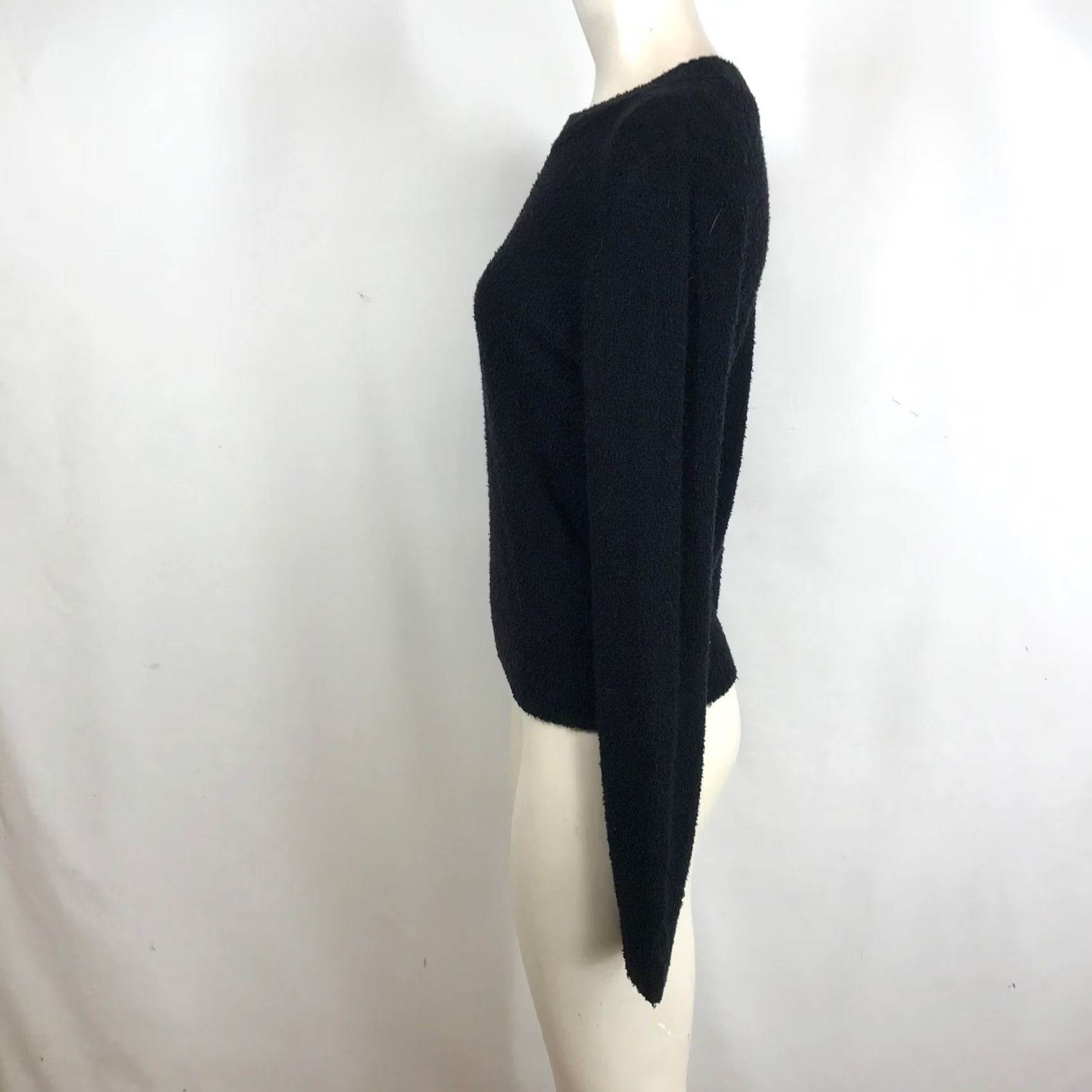 Vince Vince Black Boucle Cotton Blend Crew Neck Sweater XS Women Quiet Luxury Classic Size XS / US 0-2 / IT 36-38 - 6 Thumbnail