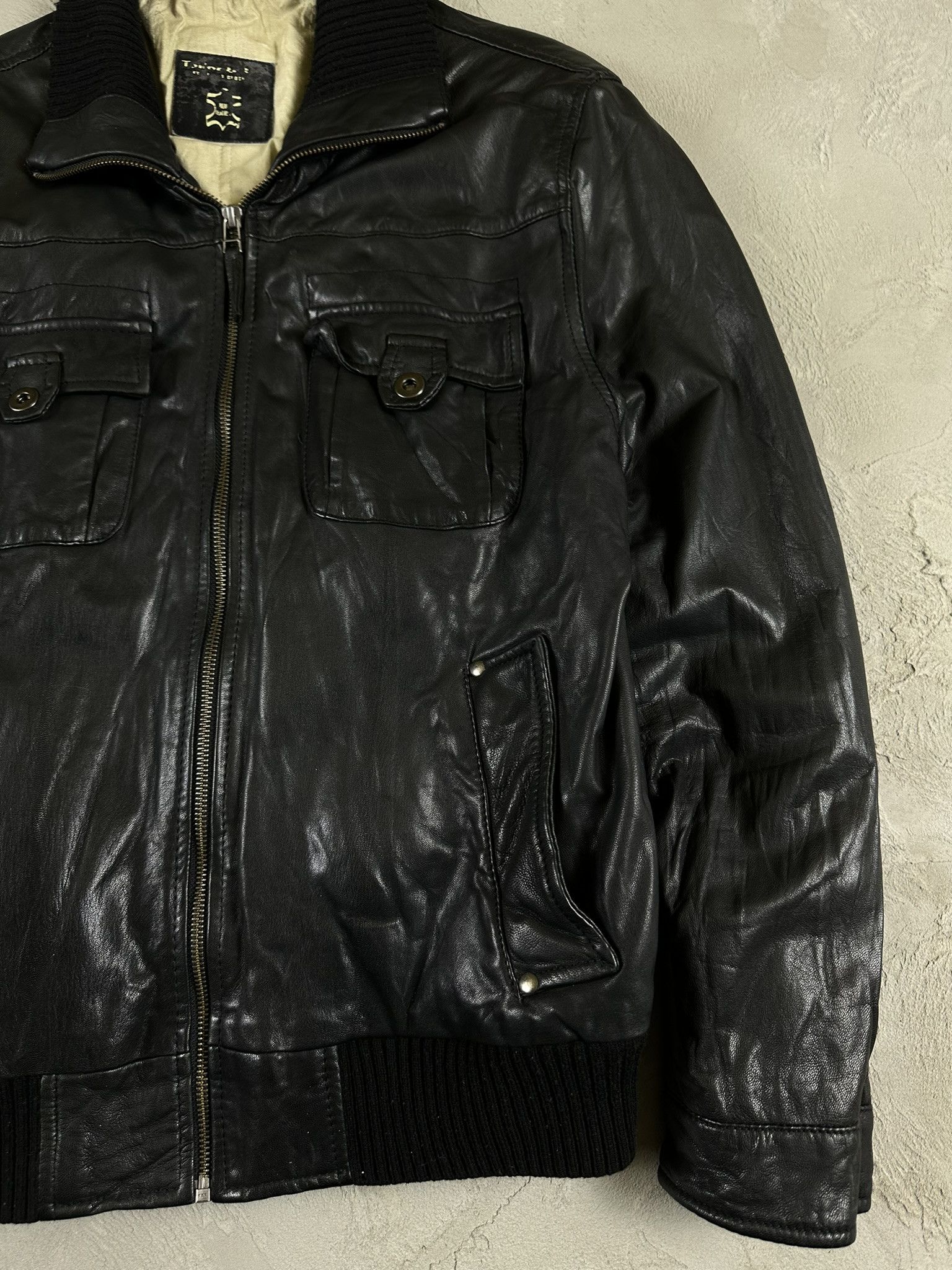 Vintage Vintage Leather Boxy Bomber Jacket Size US S / EU 44-46 / 1 - 5 Thumbnail