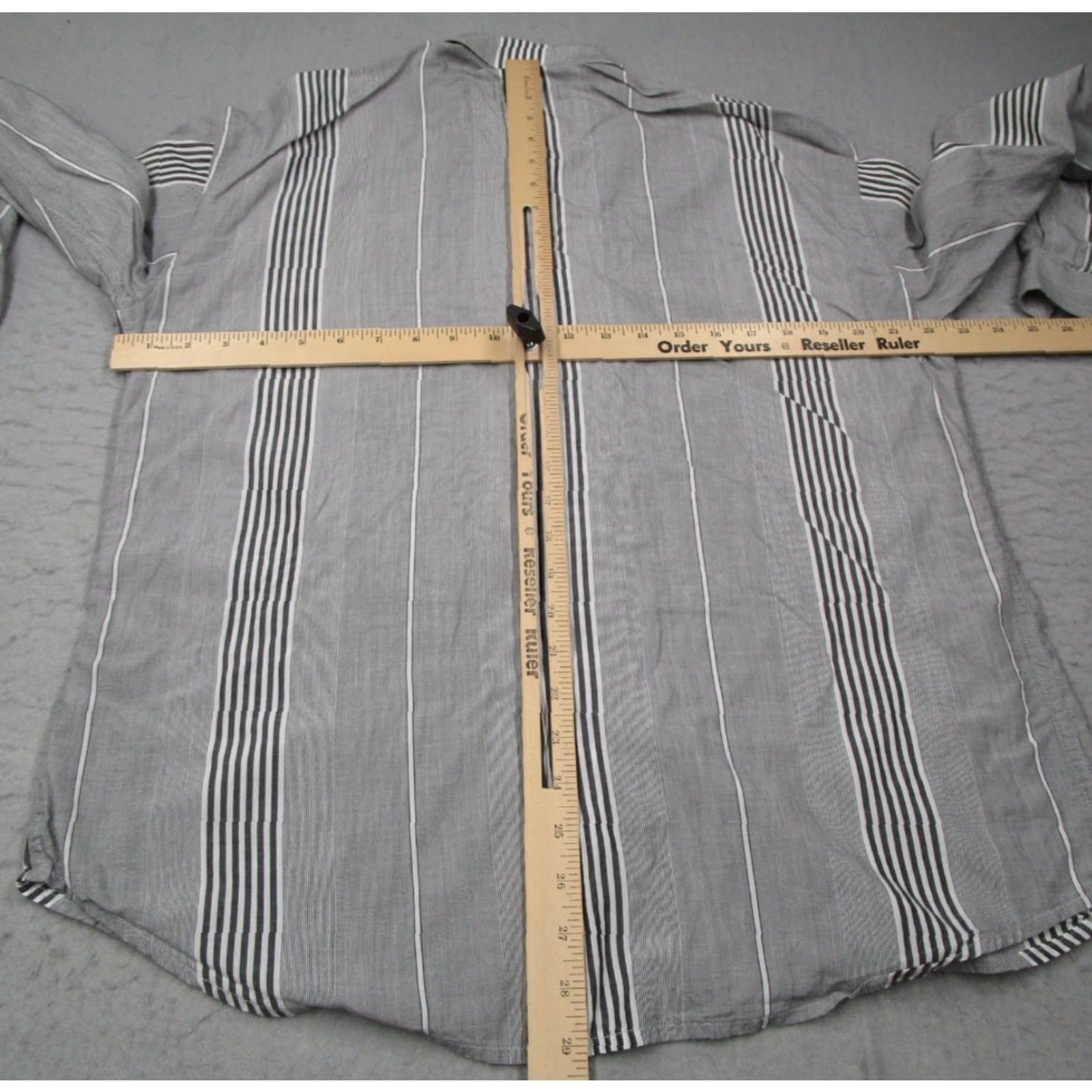 Rta RTA Shirt Mens XS Gray Striped Button-Up Long Sleeve Lightweight Classic Cotton/Viscose Blend Size US XS / EU 42 / 0 - 6 Thumbnail