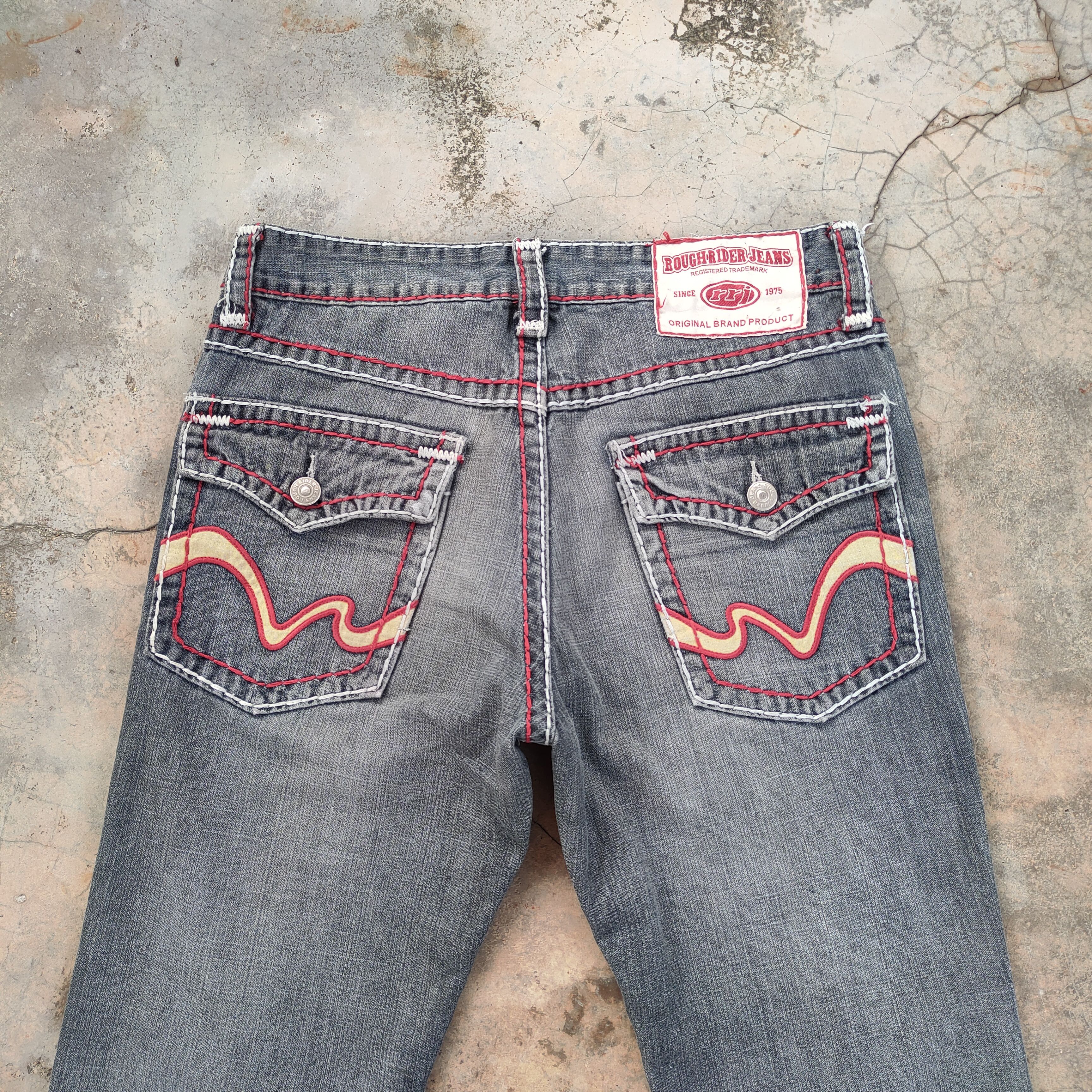Japanese Brand W33 VINTAGE ROUGH RIDER FADED DISTRESSED DENIM JEAN PANTS Size US 33 - 10 Thumbnail