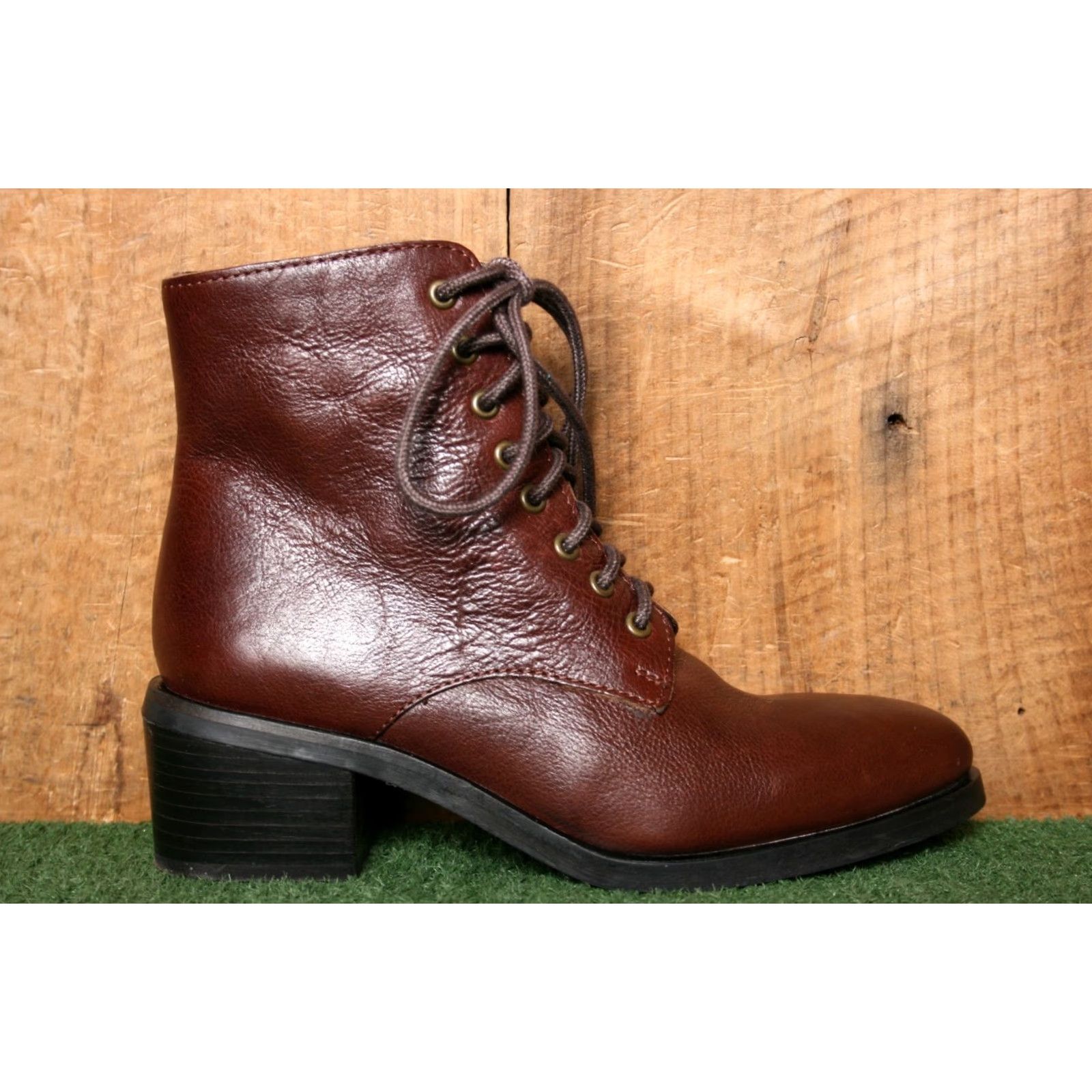 Jeffrey Campbell JEFFREY CAMPBELL Gamin Brown Leather Block Heel Ankle Boots - Bootie Women US 7 EU 38, Mid Heel, Leather, 2" Heel, Brown, Size 7, Womens Size US 7 / IT 37 - 2 Thumbnail