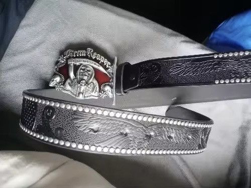 Leather Grim Reaper PU Leather Belt Size ONE SIZE - 4 Thumbnail