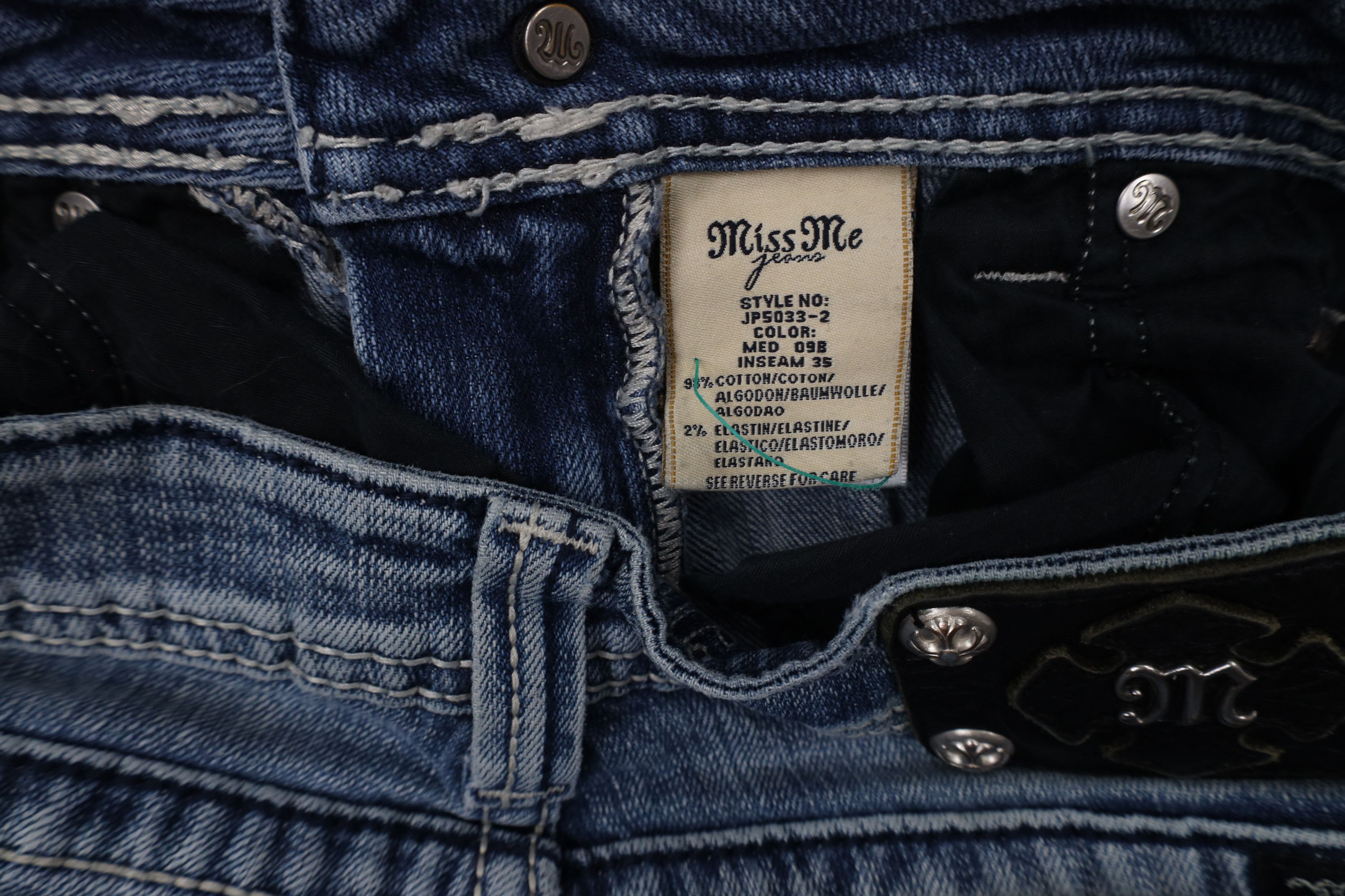 Miss Me × Vintage Miss Me Thick Stitch Flower Fleur de Lis Bootcut Jeans Size 29" - 10 Thumbnail