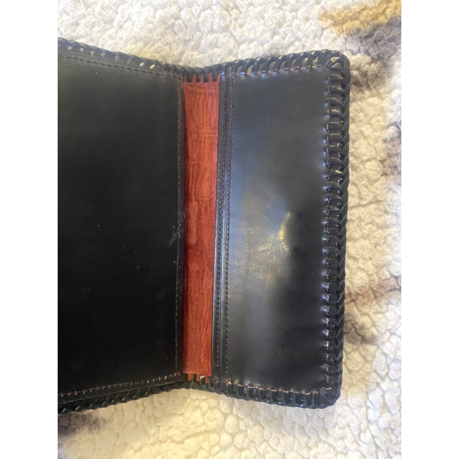 Vintage Hand Tooled Leather Women’s Wallet Organizer Zebra Floral Pattern Studs 8” X 4” Size ONE SIZE - 5 Thumbnail