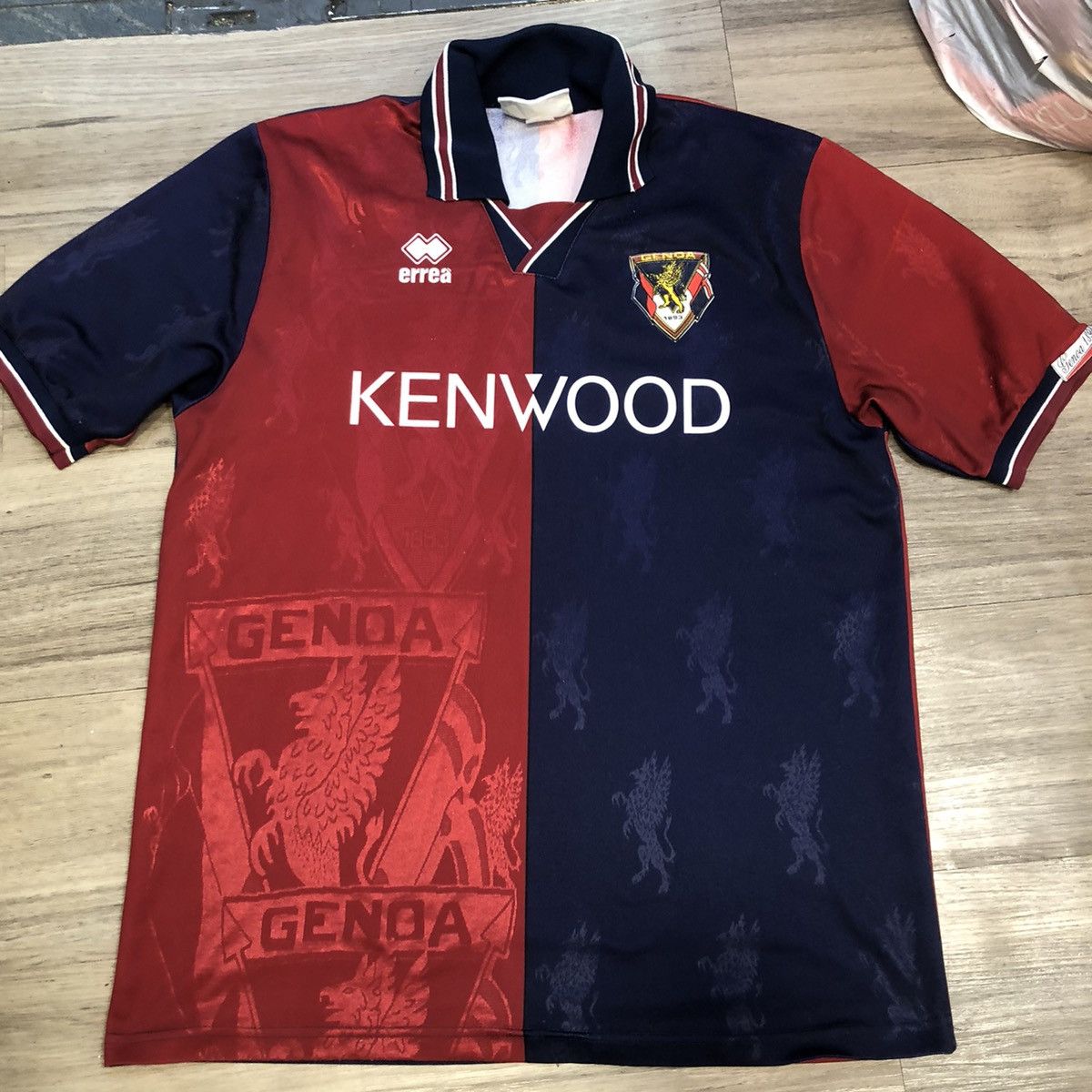 image of Adidas x Bloke Genoa 94/95 Vintage Home Shirt in Navy/Red, Men's (Size Large)