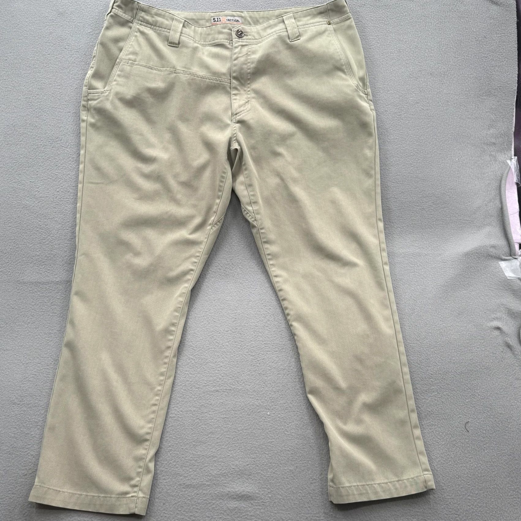 Vintage 5.11 Tactical Pants Mens 38x30 Khaki Chino Workwear Casual Polyester Cotton Pockets Flat Front Zip Fly Mens Size US 38 / EU 54 - 2 Thumbnail