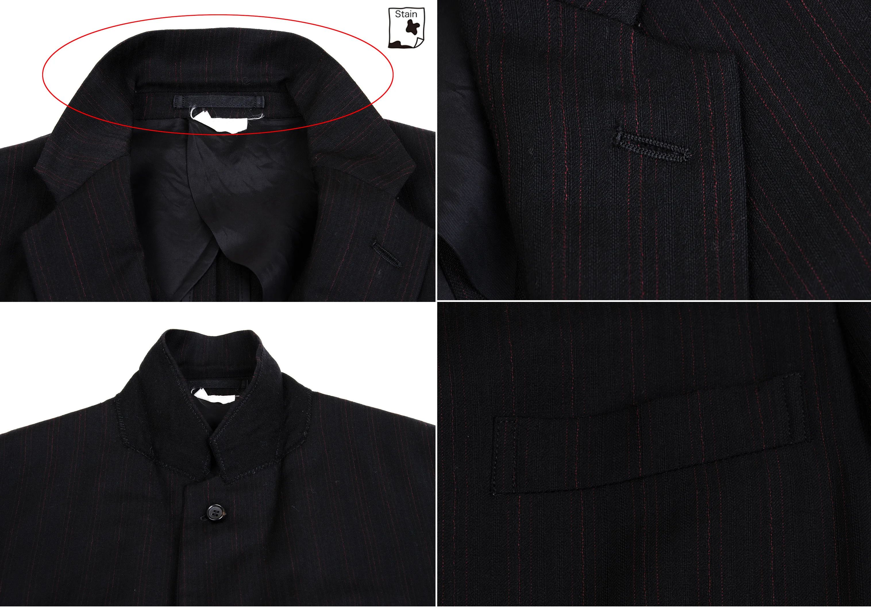 Comme des Garcons Homme Plus Layered Stripe Jacket in Black and Red, Size XS Size US XS / EU 42 / 0 - 4 Thumbnail