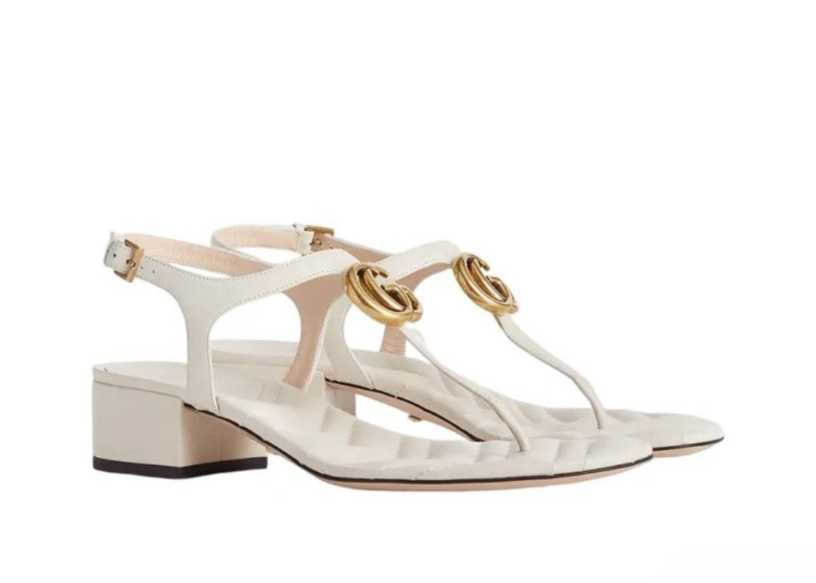 Gucci Gucci Double G Thong Sandal Nappa Mystic White Size US 7 / IT 37 - 1 Thumbnail