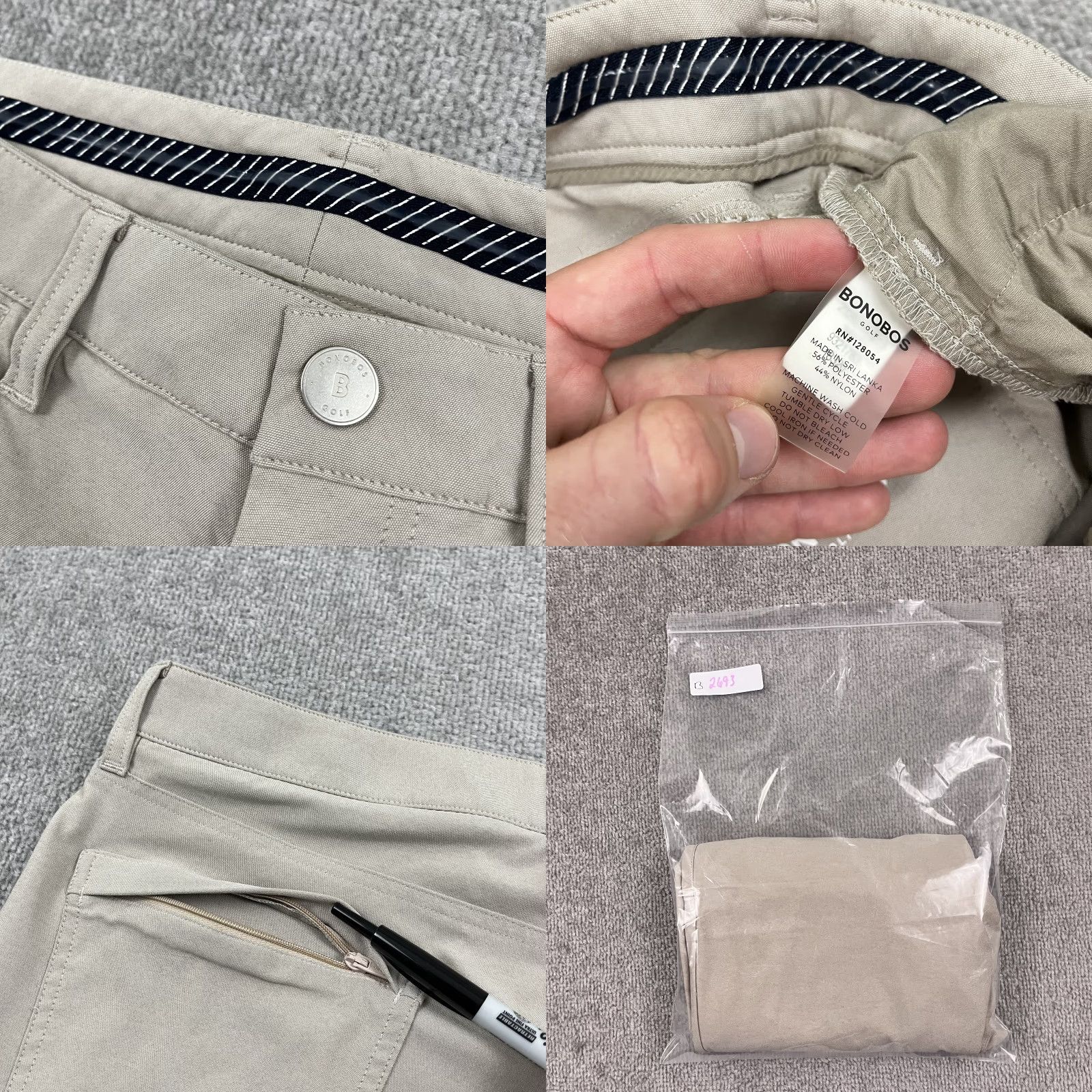 Bonobos Bonobos Chino Pants Mens 34 x 32 Slim Fit Brown Performance Travel Work Golf Size US 34 / EU 50 - 8 Thumbnail