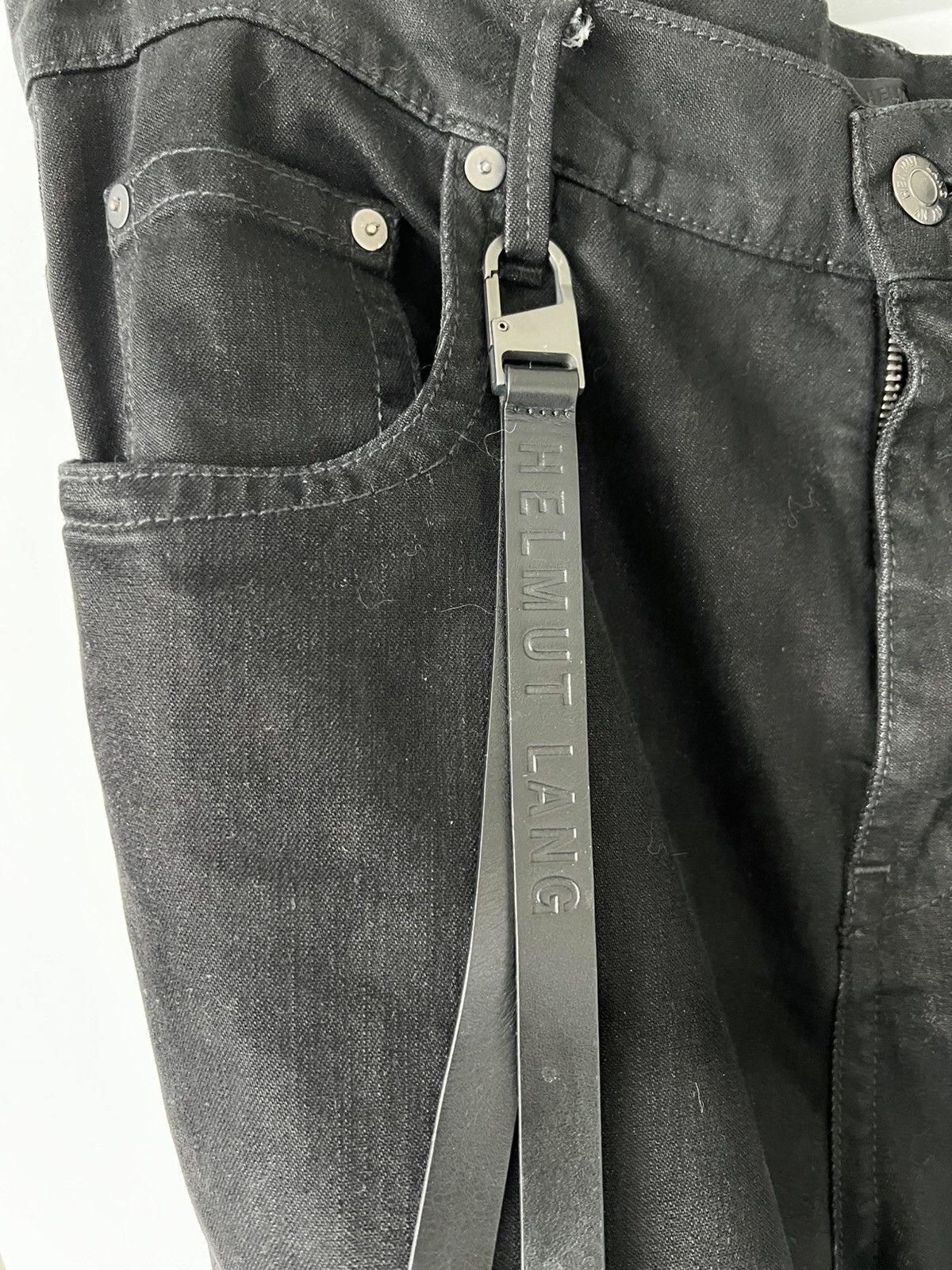 Helmut Lang Helmut Lang: Black Cargo Pants with Leather Strap Size US 32 / EU 48 - 4 Thumbnail