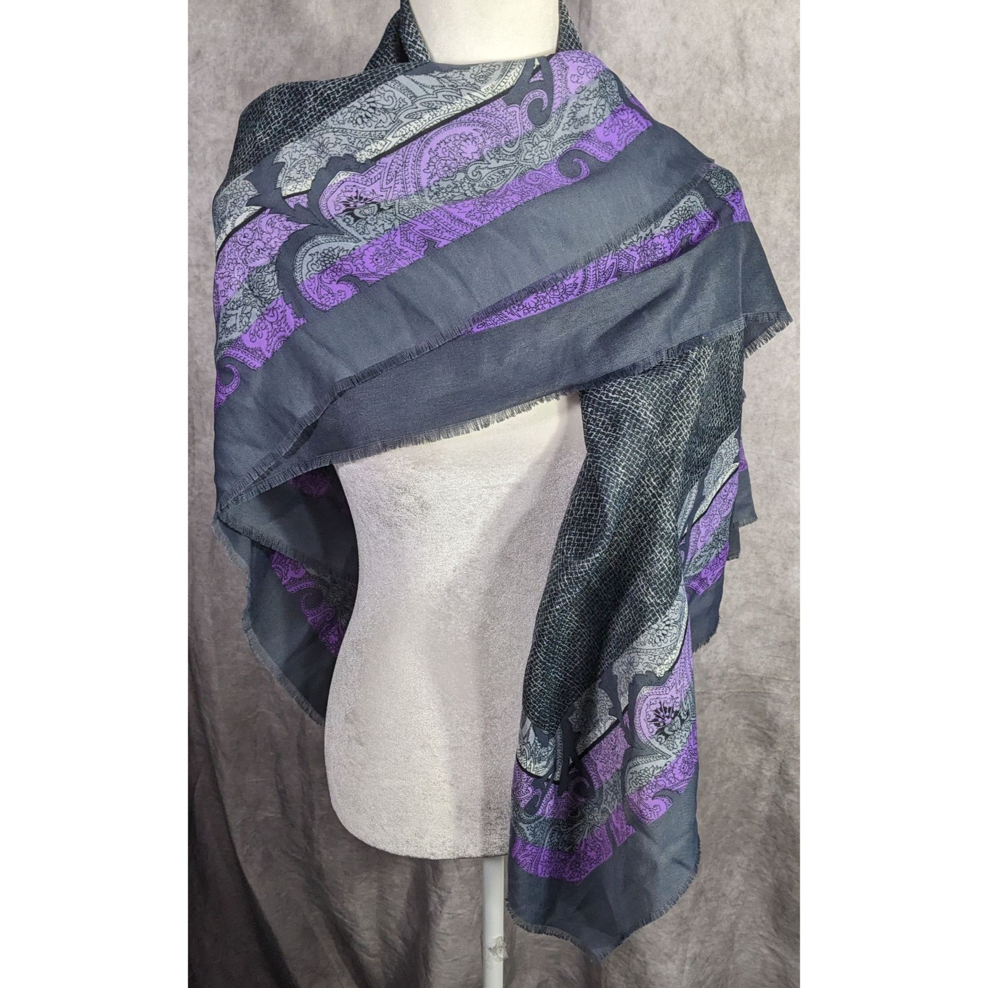 Other Marco Corsari Vintage Gothic Paisley Scarf 46x46 Purple & Gr Size ONE SIZE - 9 Thumbnail