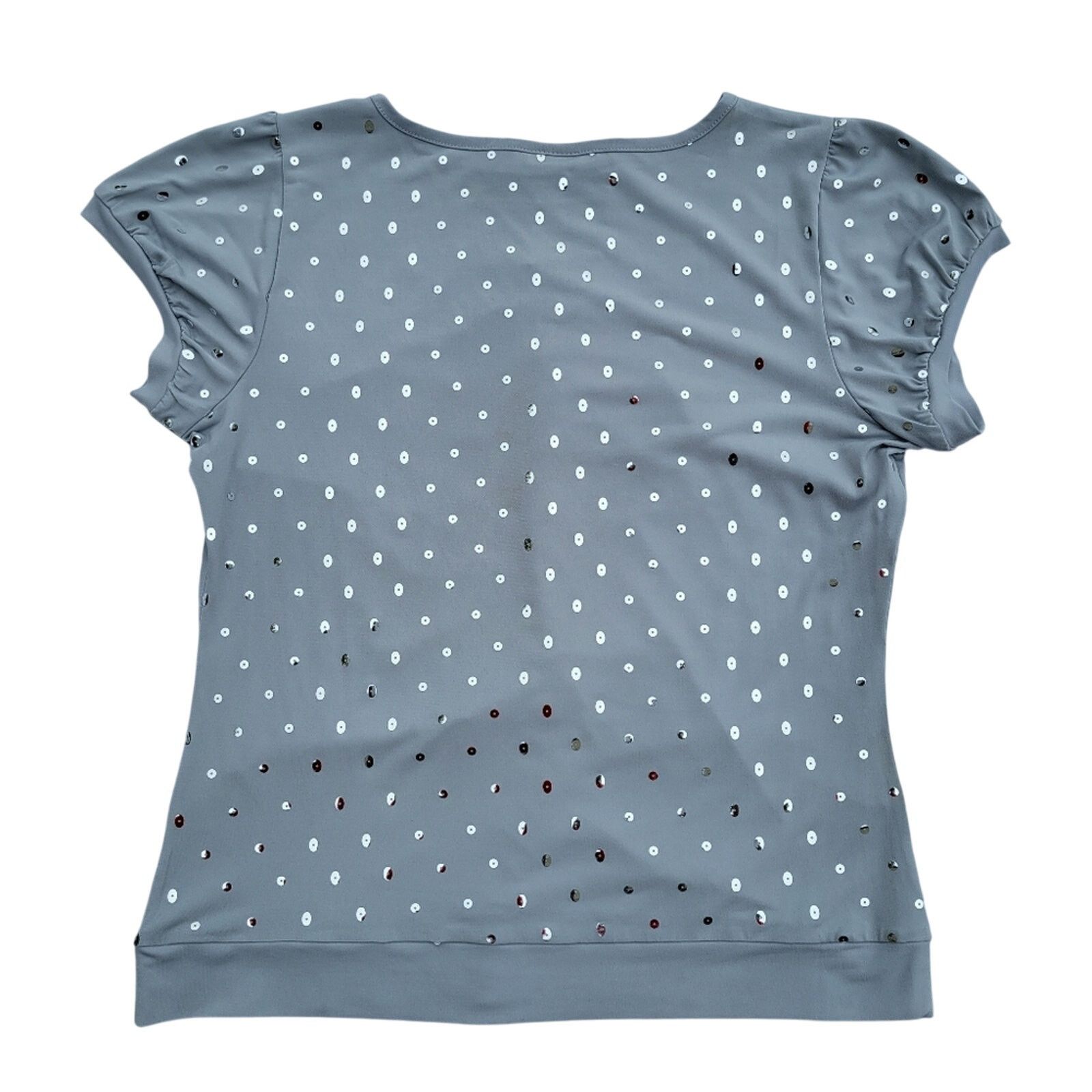 Worthington New Worthington Womens LP Silver Stretch Short Sleeve Top Size L / US 10 / IT 46 - 2 Thumbnail