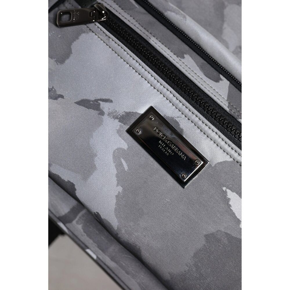 Dolce & Gabbana Dolce & Gabbana Gray Cotton Camouflage Logo Plaque Backpack Size ONE SIZE - 7 Thumbnail