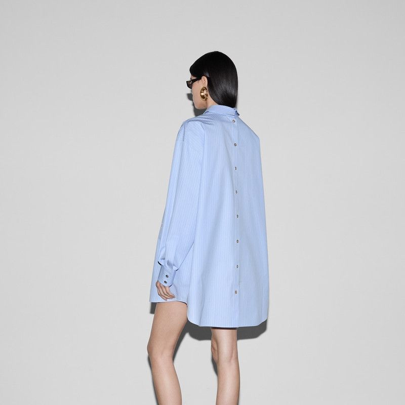 Gucci oc11z1125 Striped Heavy Cotton Poplin Shirt in Light Blue Size S / US 4 / IT 40 - 5 Thumbnail