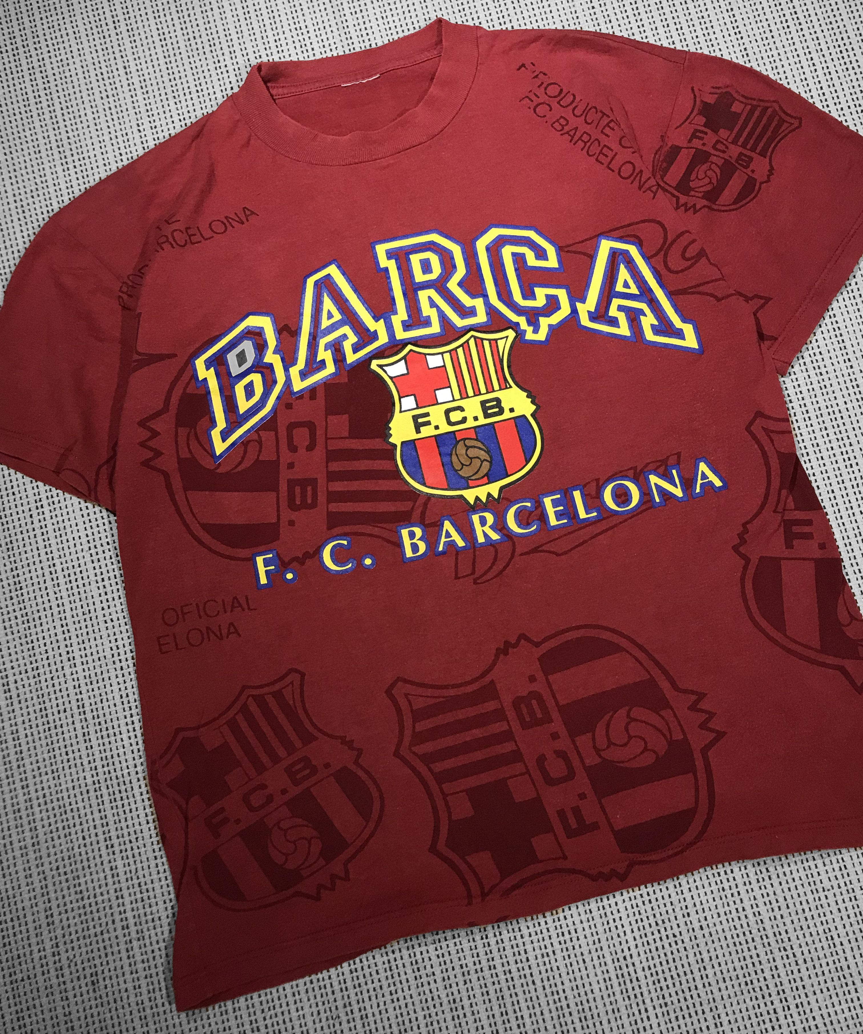 Vintage Vintage 90's AOP F.C Barcelona T-shirt (M) Size US M / EU 48-50 / 2 - 2 Thumbnail