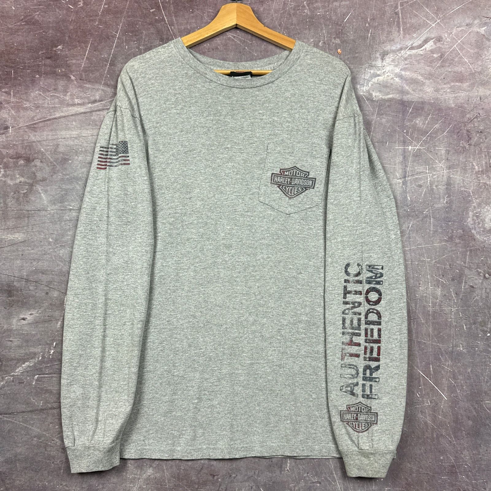 Harley Davidson × Vintage 00s Gray Harley Davidson Ohio Racing Graphic LS Shirt L 3073 Size US L / EU 52-54 / 3 - 1 Thumbnail